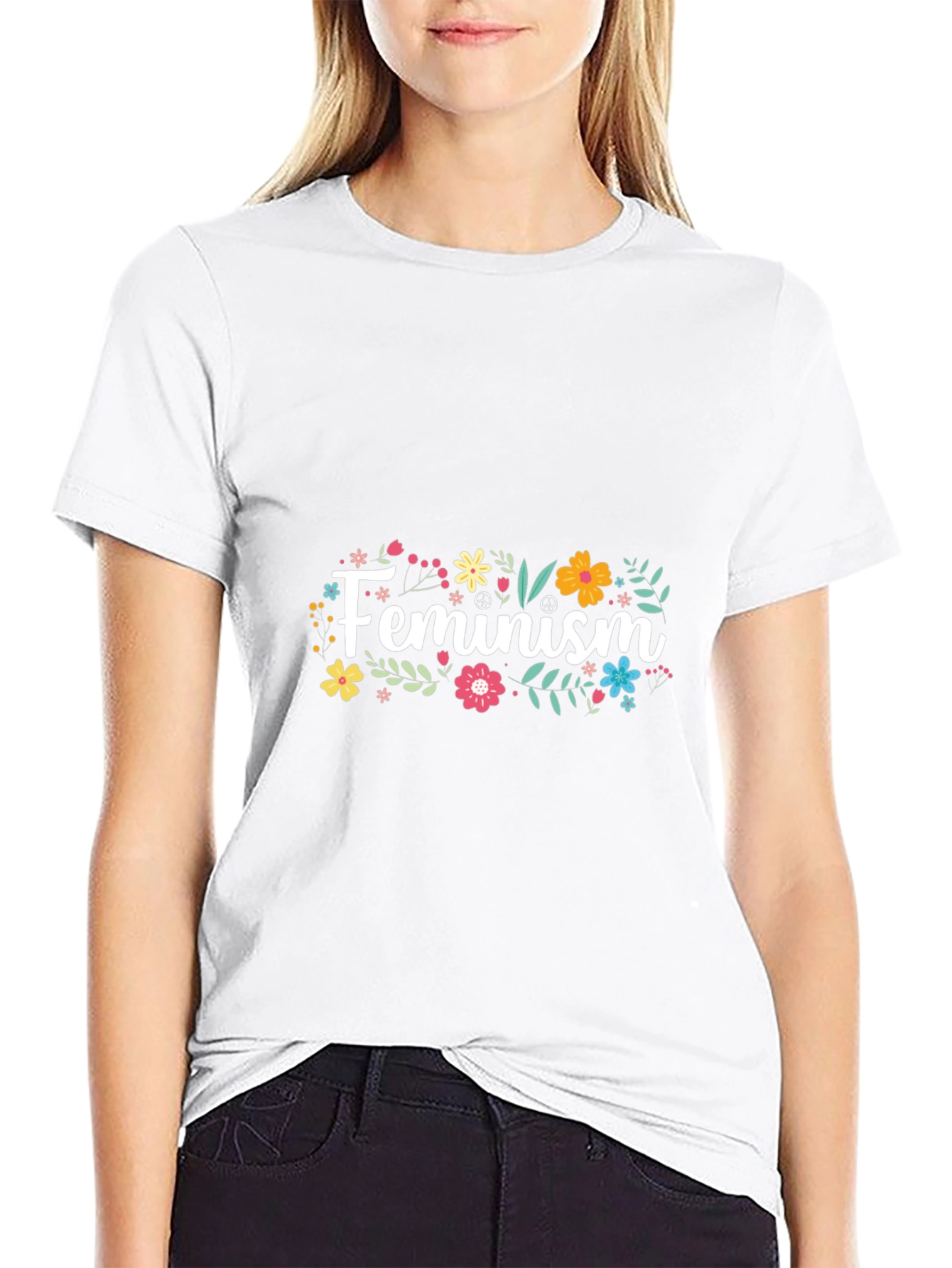 Feminism Floral T-Shirt - Black Graphic Tee