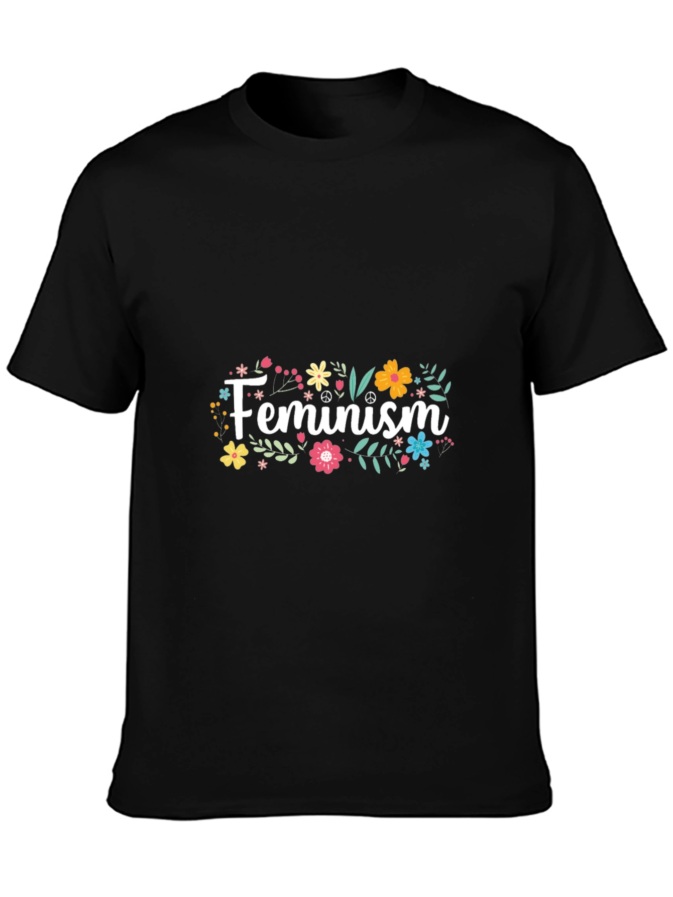 Feminism Floral T-Shirt - Black Graphic Tee