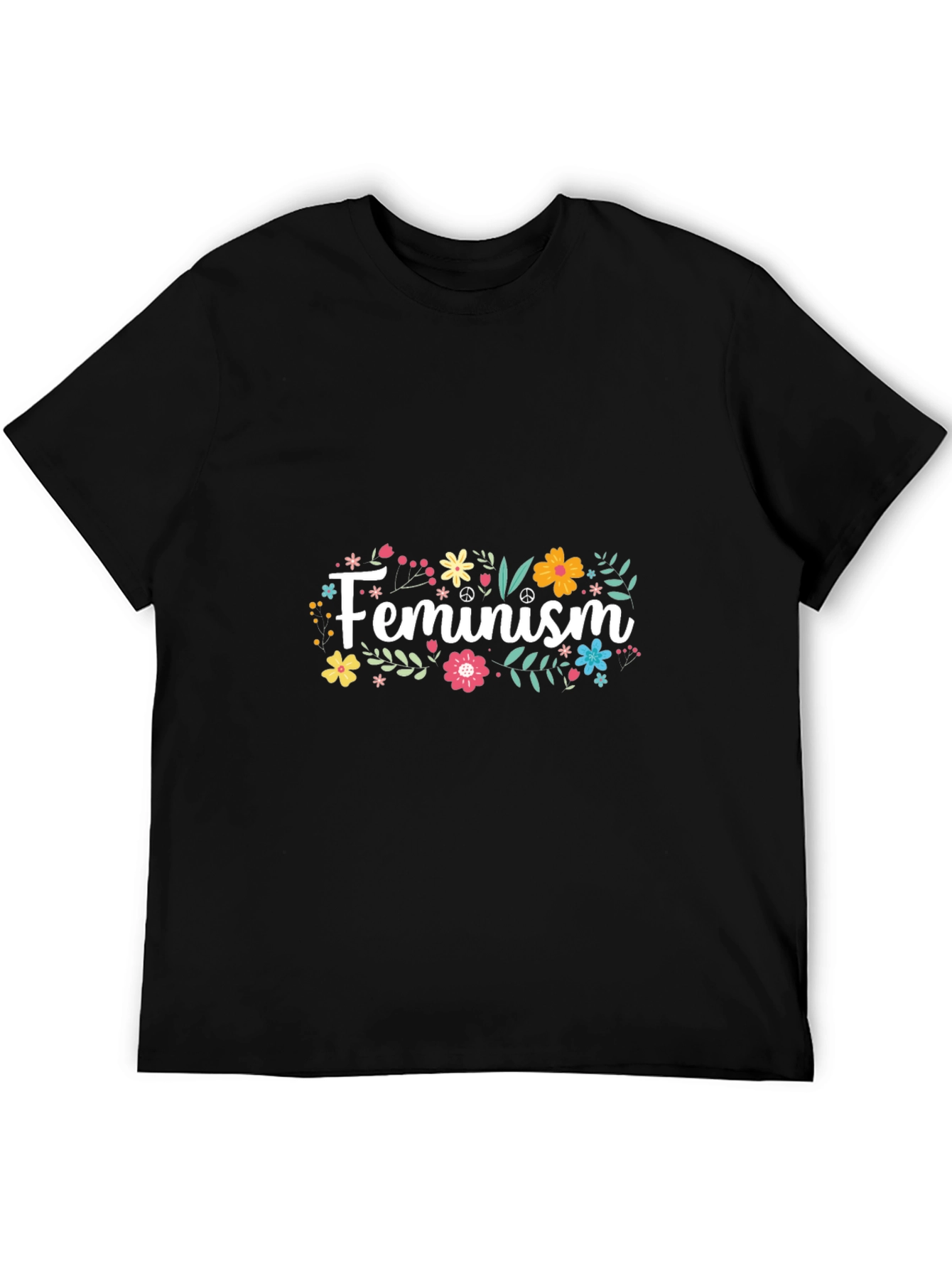 Feminism Floral T-Shirt - Black Graphic Tee