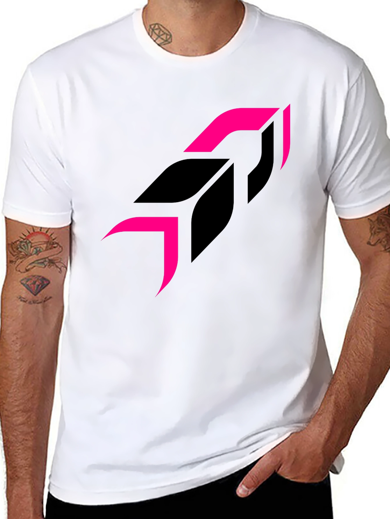 Modern Graphic Tee - Black Shirt Pink Accents