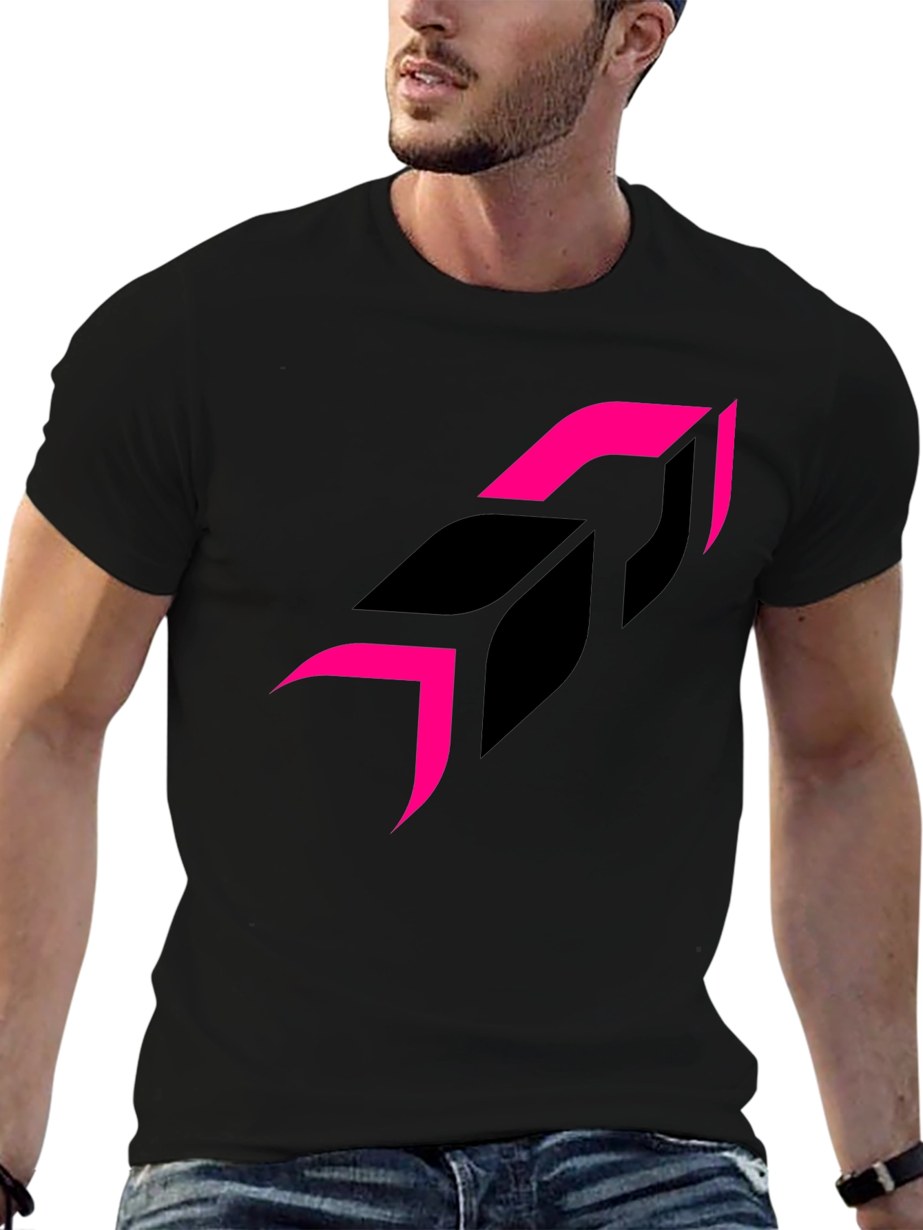 Modern Graphic Tee - Black Shirt Pink Accents