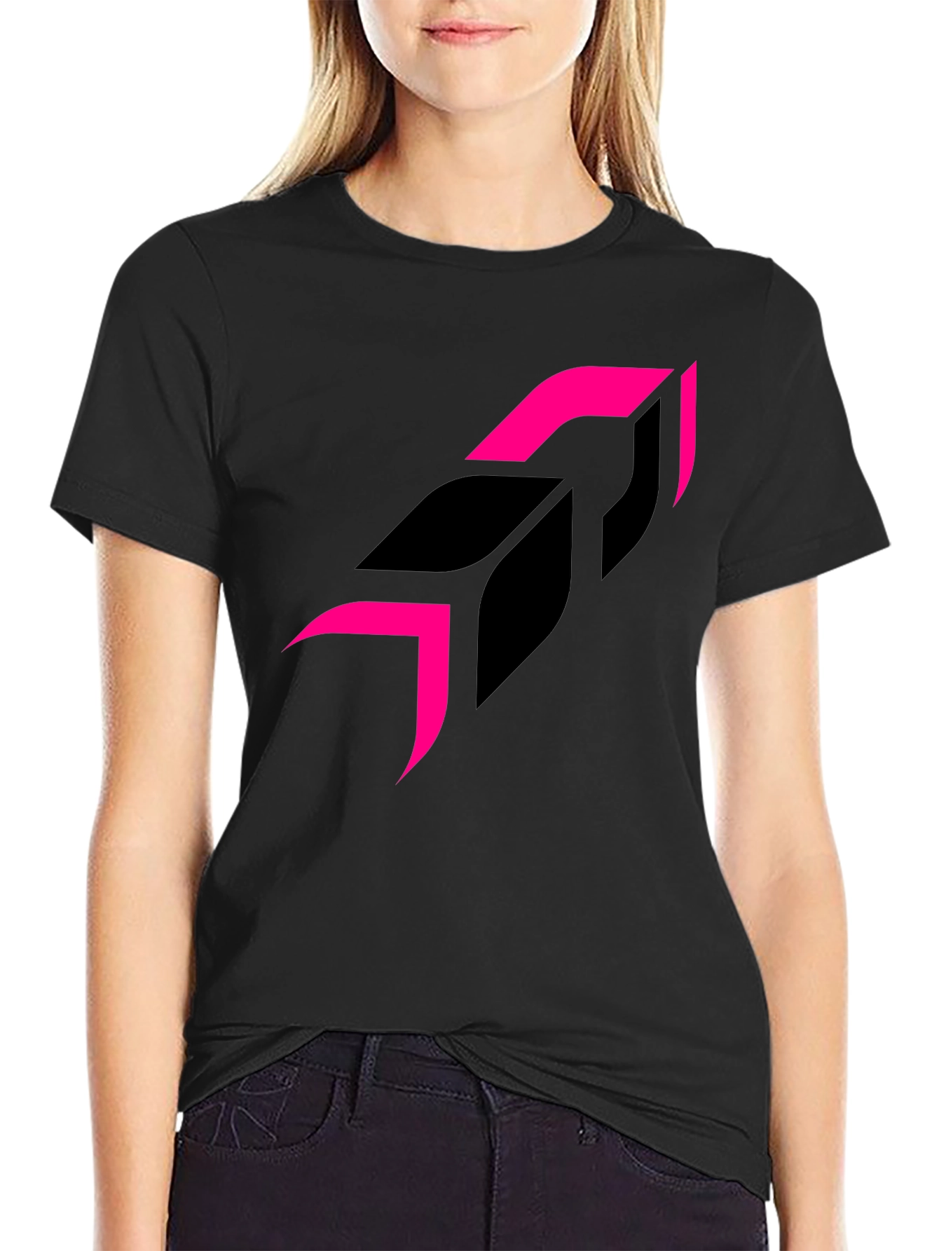 Modern Graphic Tee - Black Shirt Pink Accents