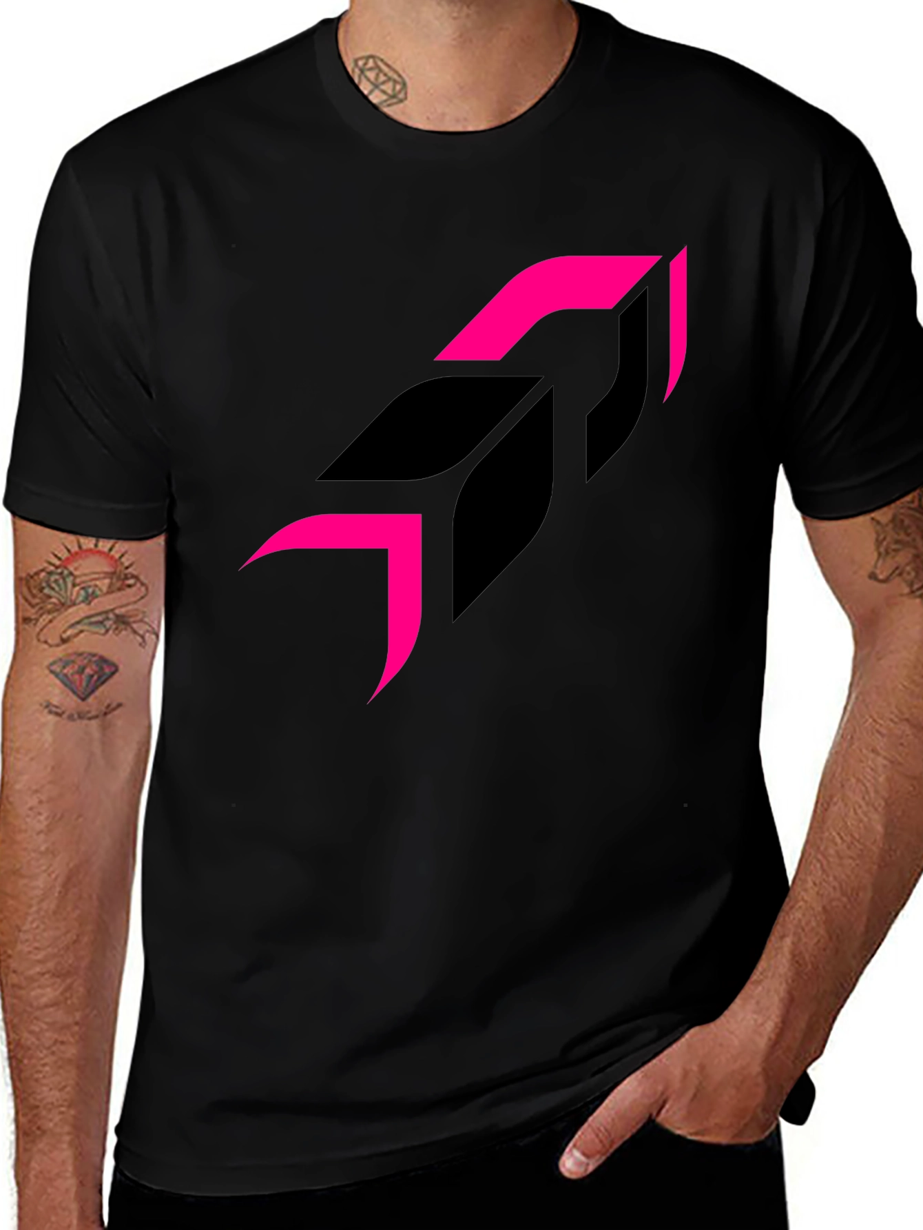 Modern Graphic Tee - Black Shirt Pink Accents