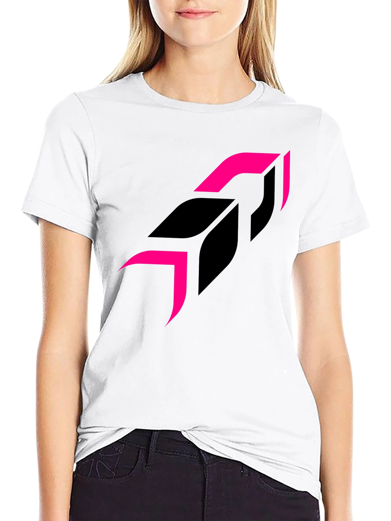 Modern Graphic Tee - Black Shirt Pink Accents