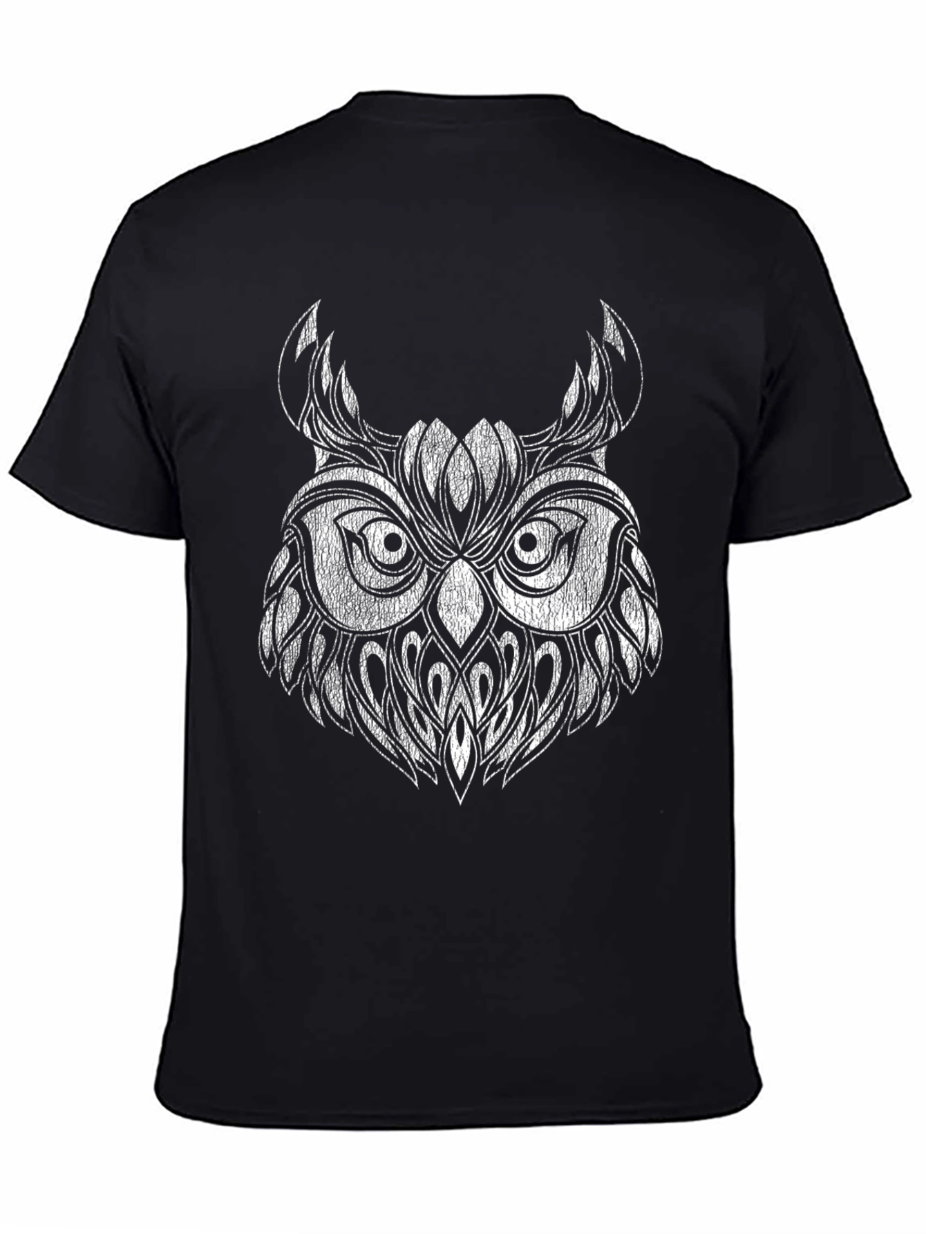 Owl Graphic Print Mens Black T-Shirt