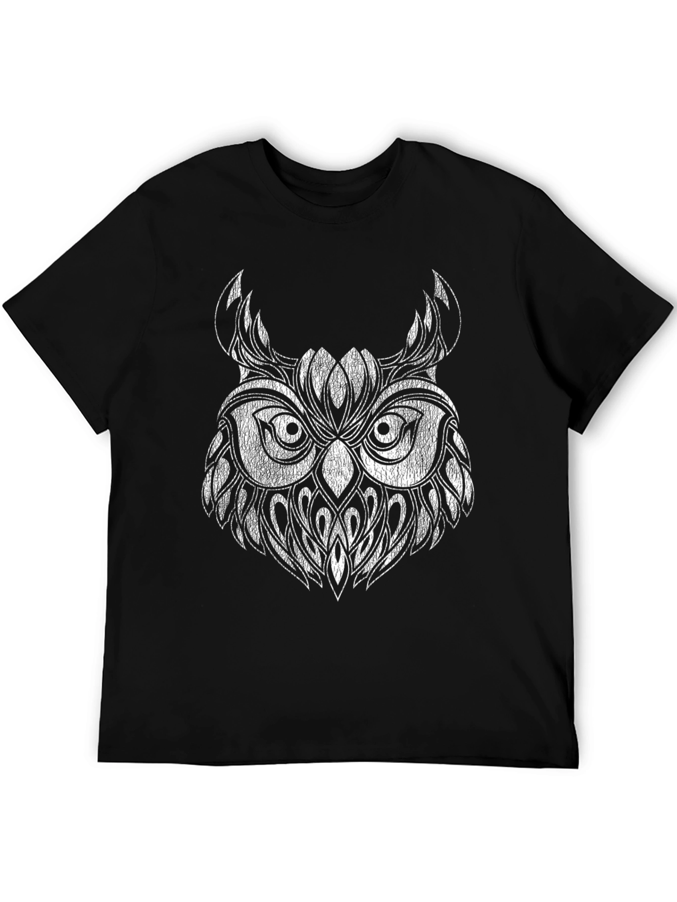 Owl Graphic Print Mens Black T-Shirt