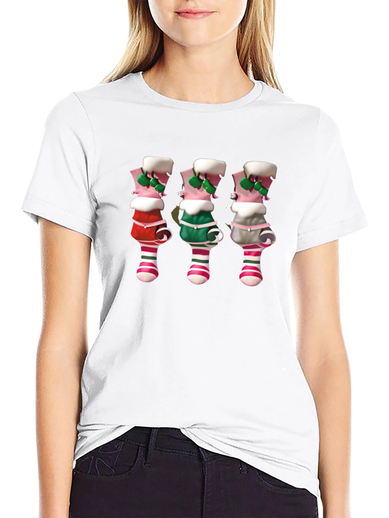 Festive Elf Boot Graphic Tee - Christmas Fun