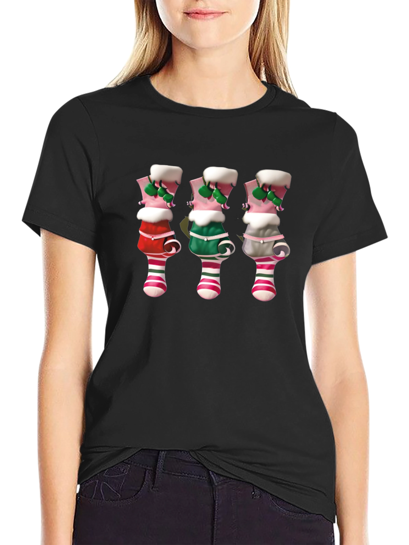 Festive Elf Boot Graphic Tee - Christmas Fun