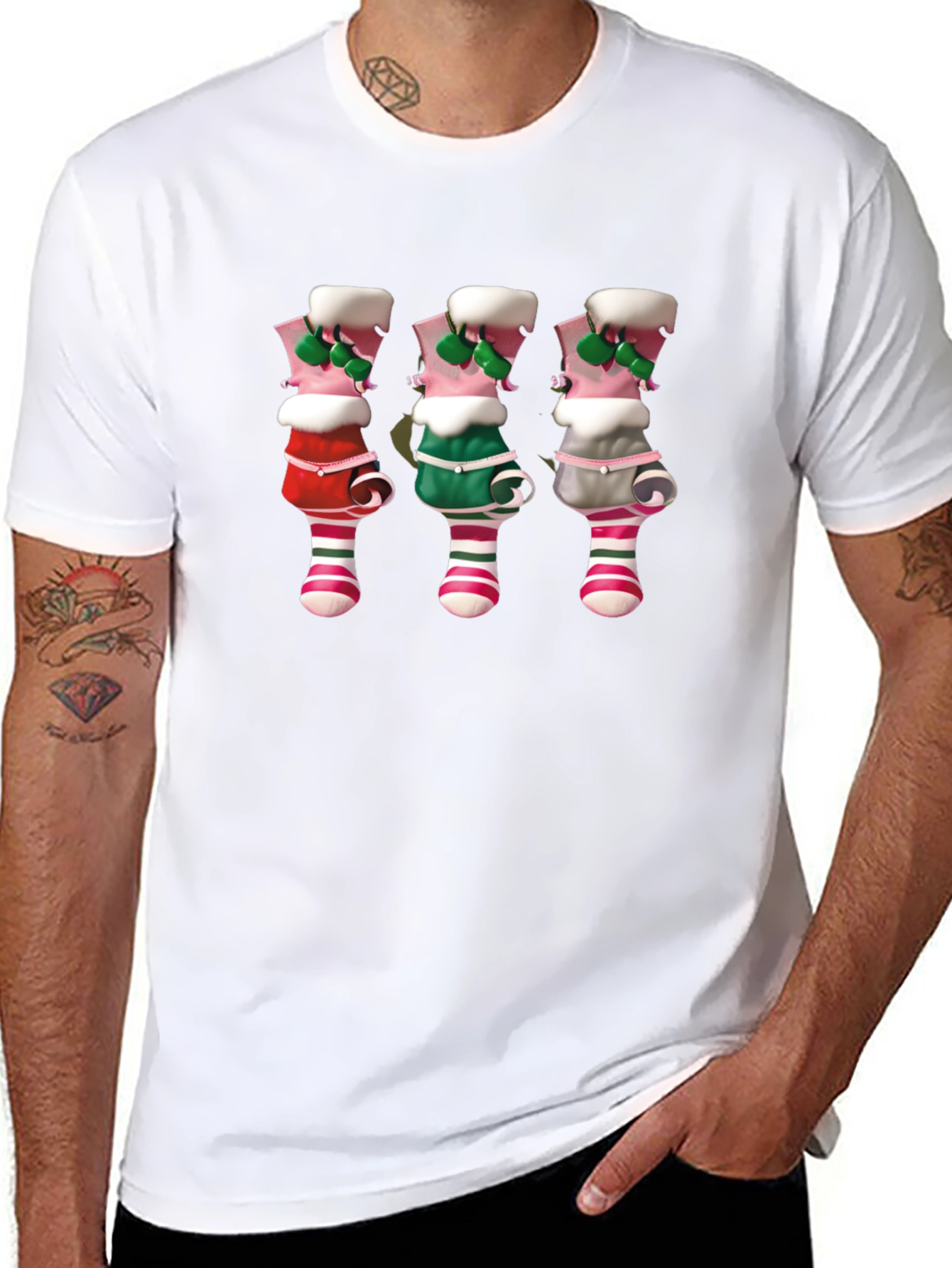 Festive Elf Boot Graphic Tee - Christmas Fun