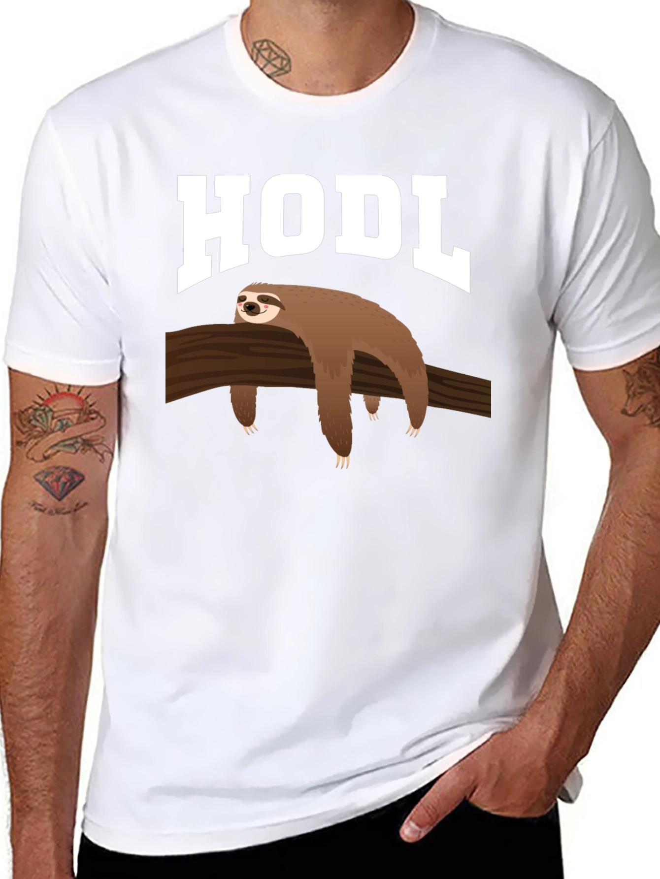 HODL Sloth Graphic Tee - Crypto Investor Apparel