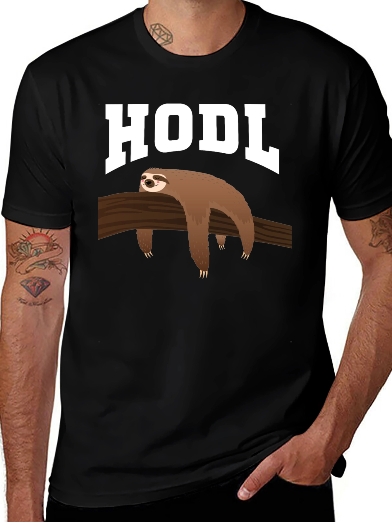 HODL Sloth Graphic Tee - Crypto Investor Apparel