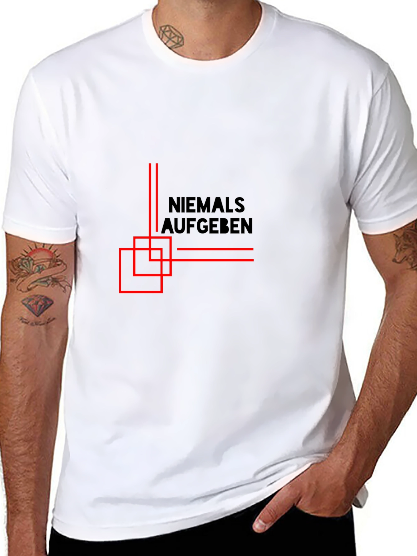 Never Give Up - Mens Black Graphic Tee