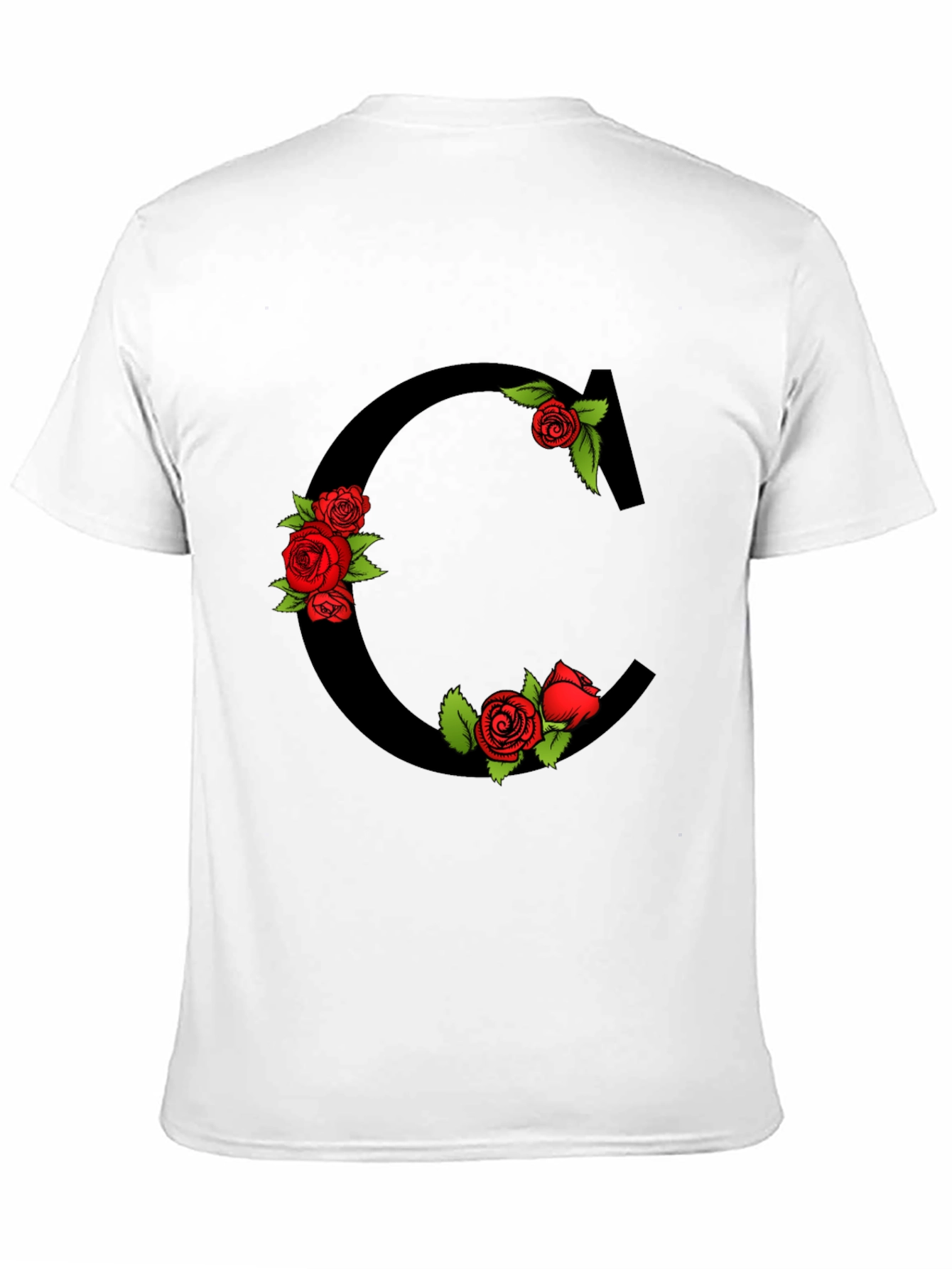 Floral Letter C Black T-Shirt
