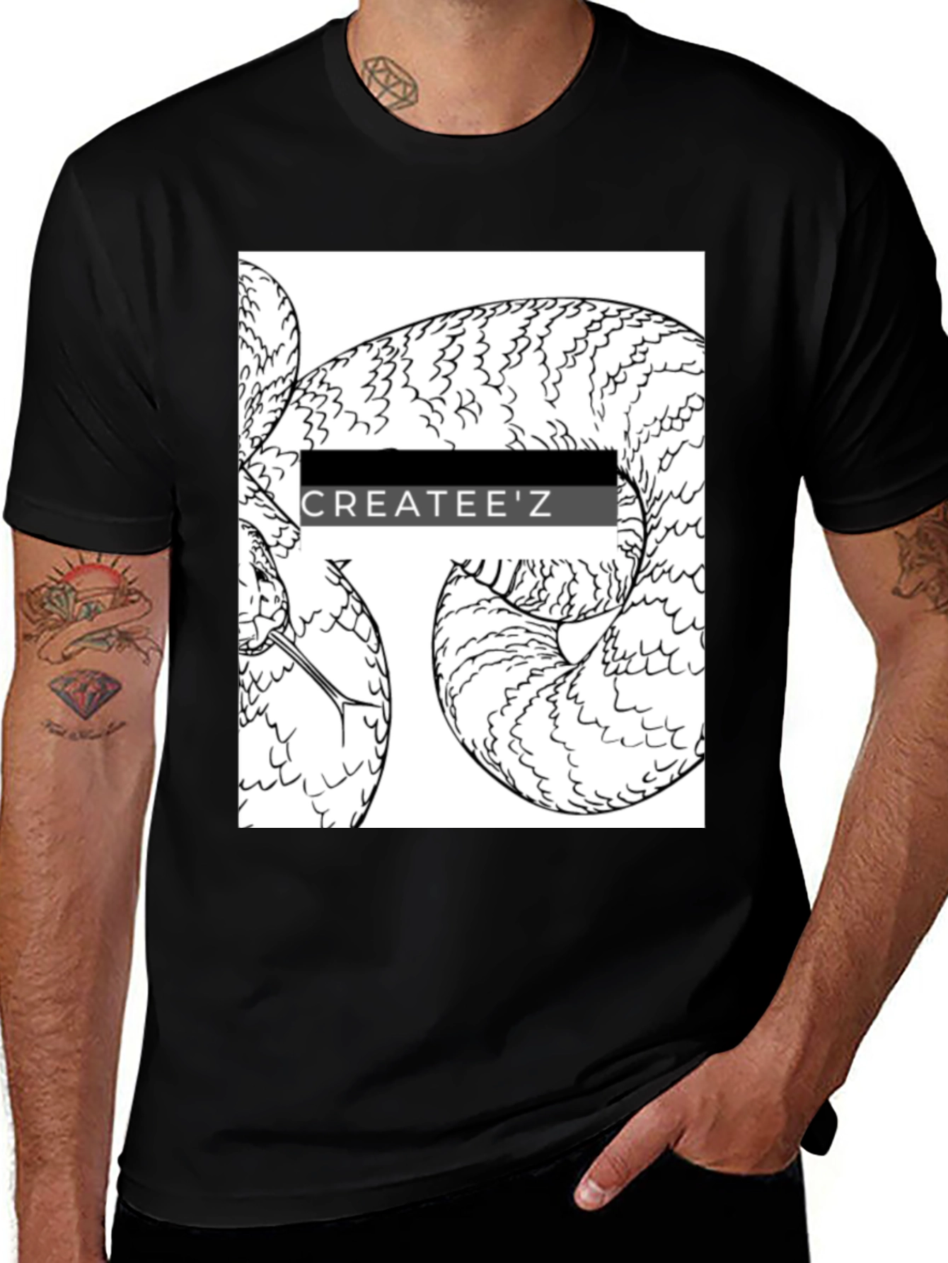 Createez Snake Graphic T-Shirt - Black