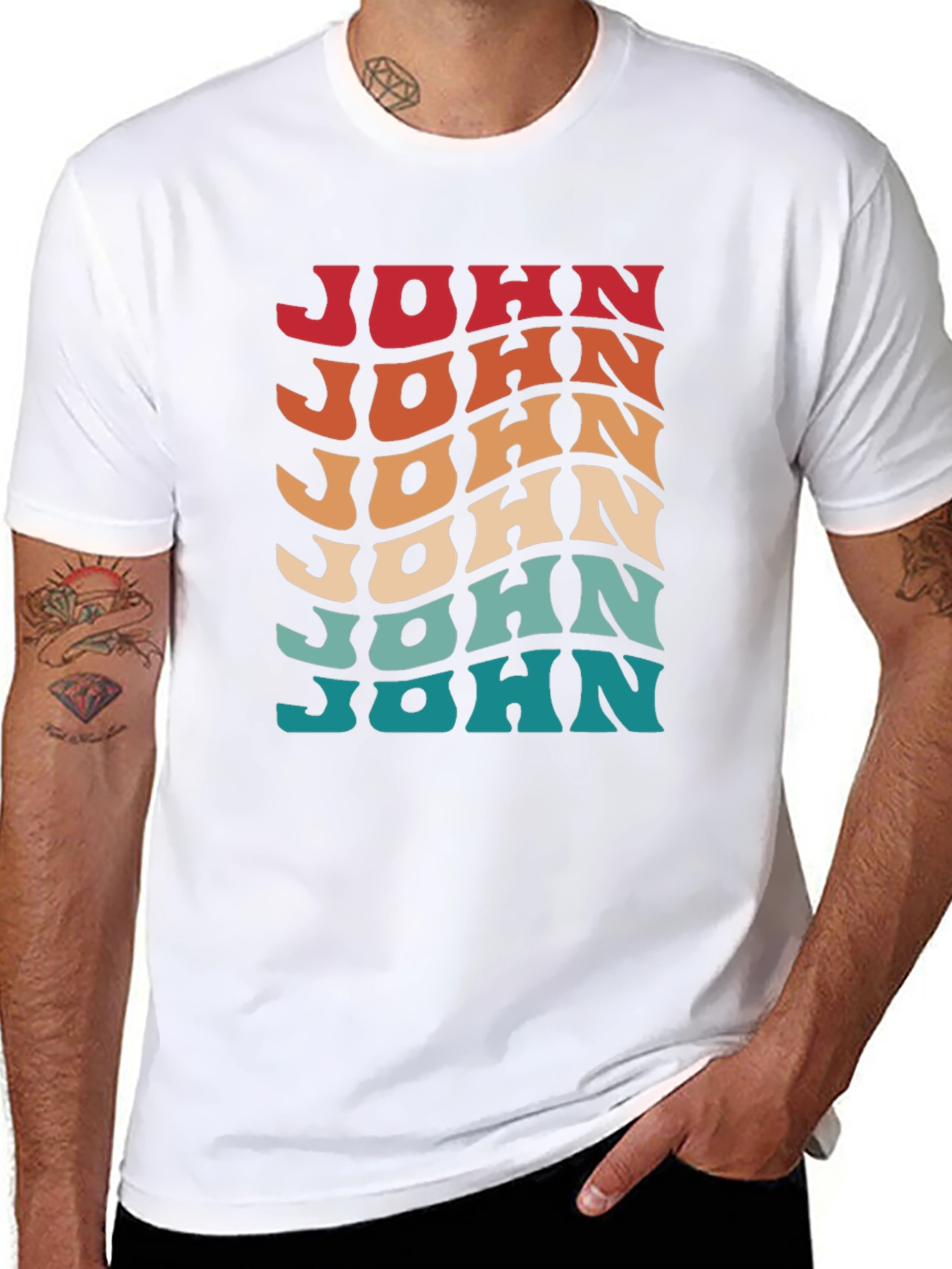 Retro Wavy Name T-Shirt - Personalized John Tee
