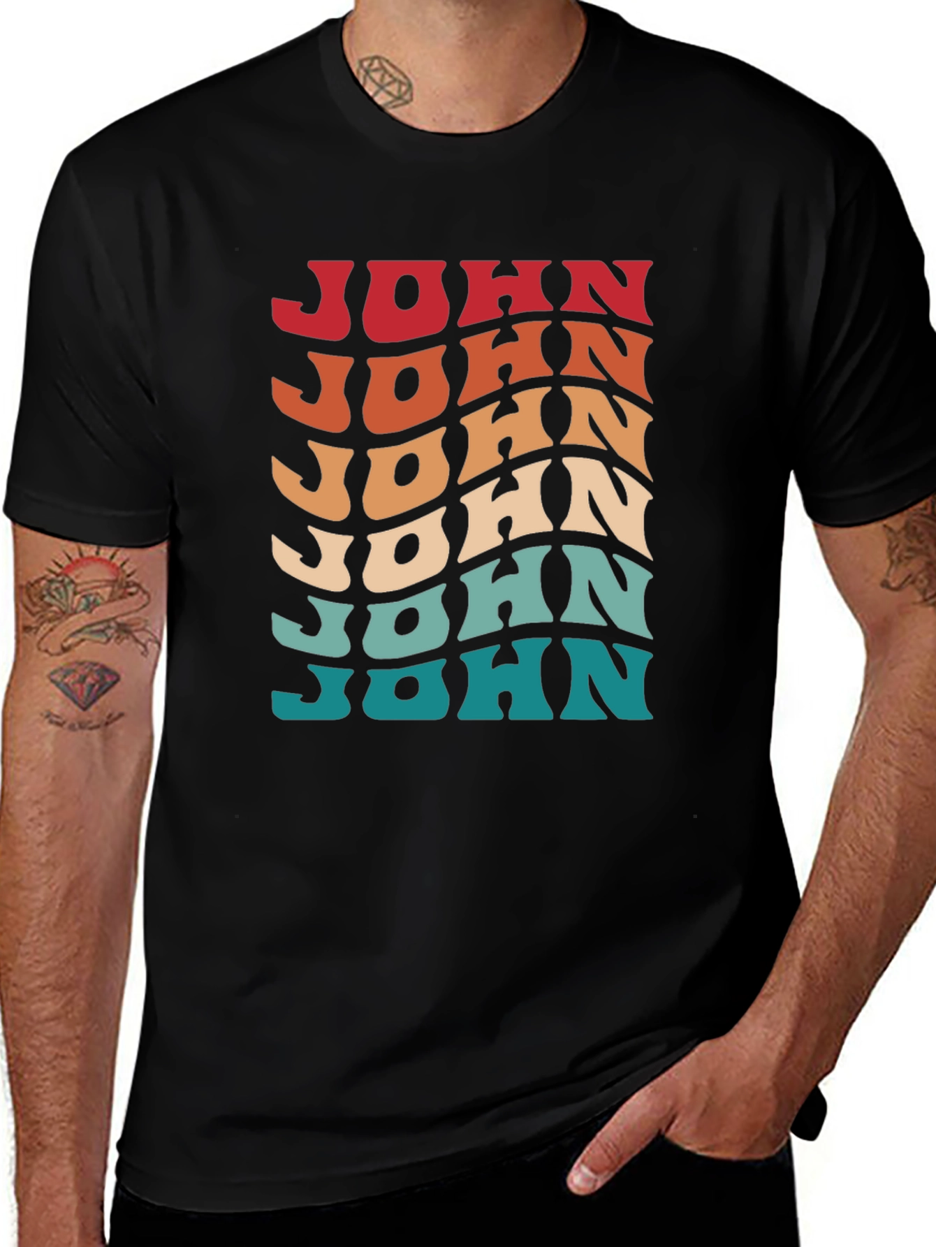 Retro Wavy Name T-Shirt - Personalized John Tee