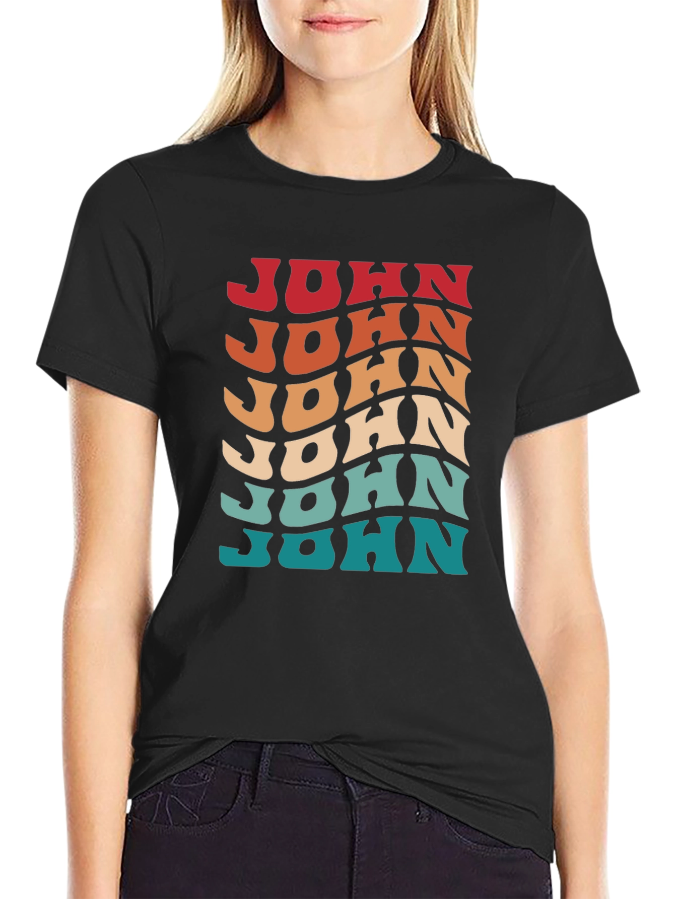 Retro Wavy Name T-Shirt - Personalized John Tee