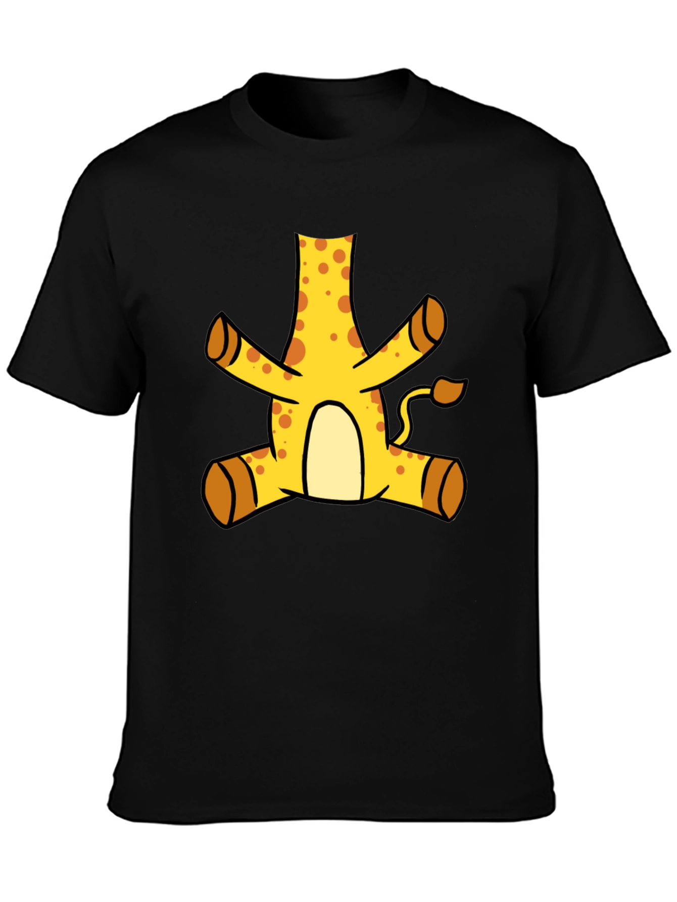 Funny Giraffe Cartoon Black T-Shirt