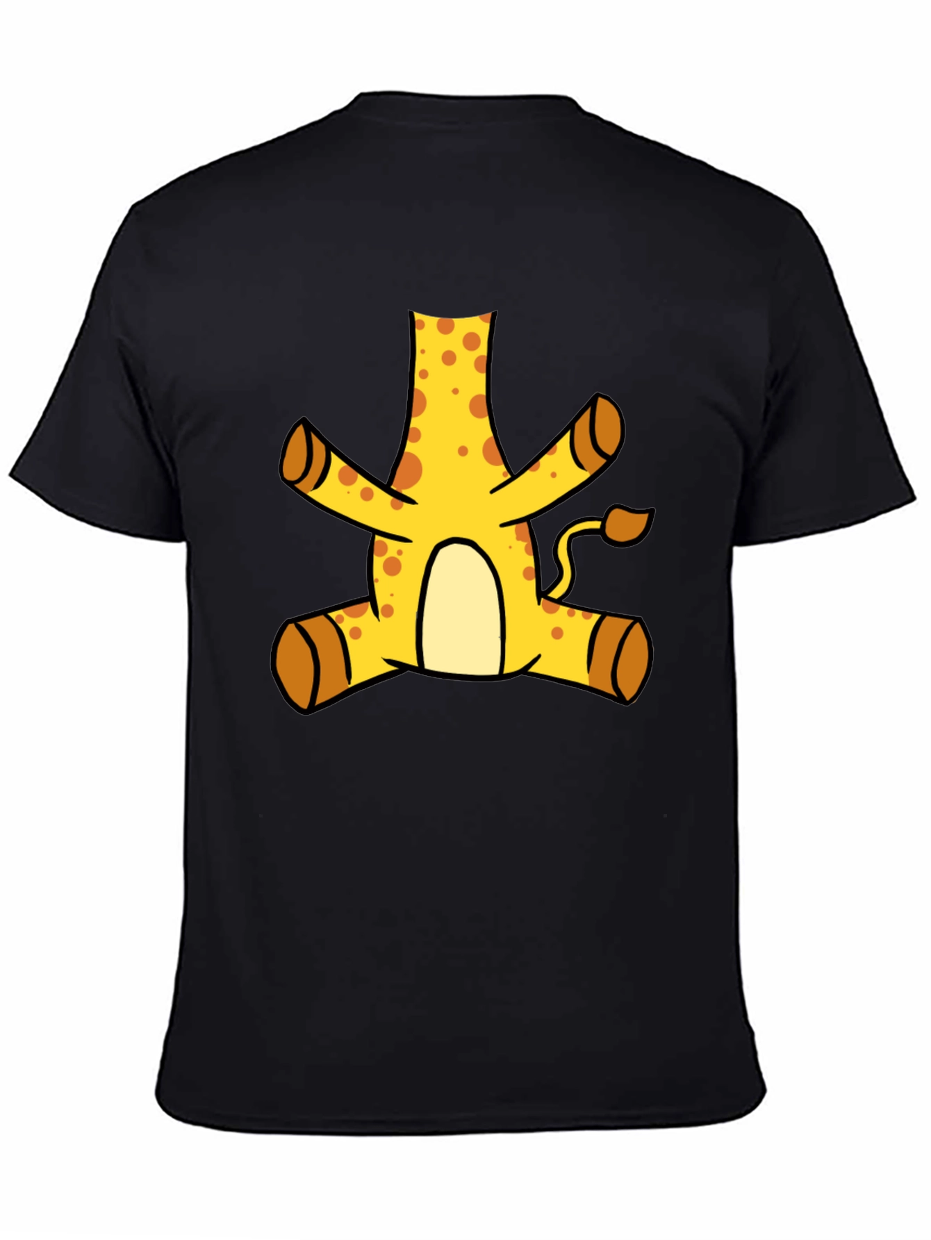 Funny Giraffe Cartoon Black T-Shirt