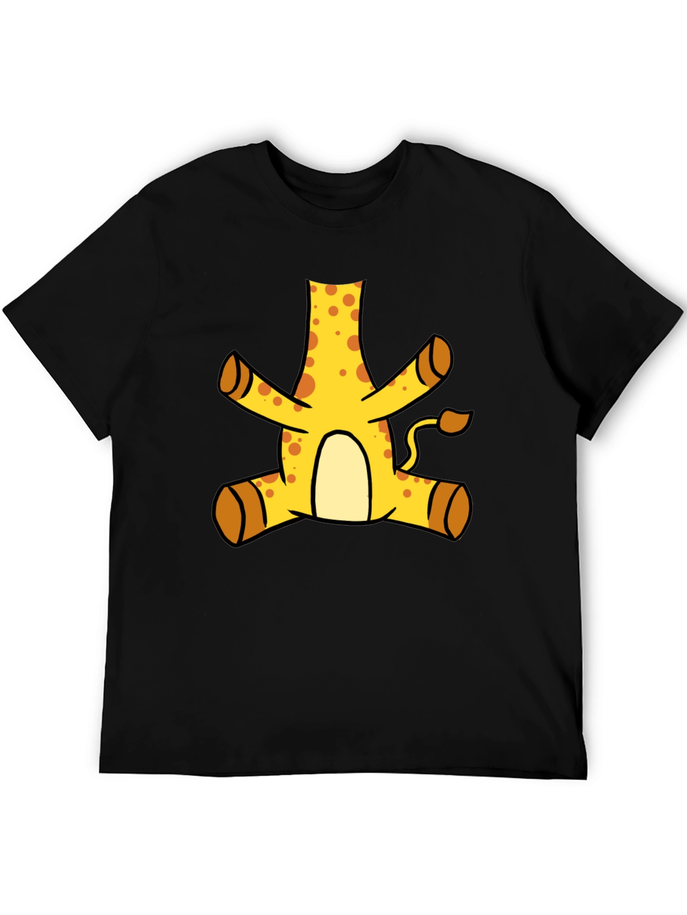 Funny Giraffe Cartoon Black T-Shirt