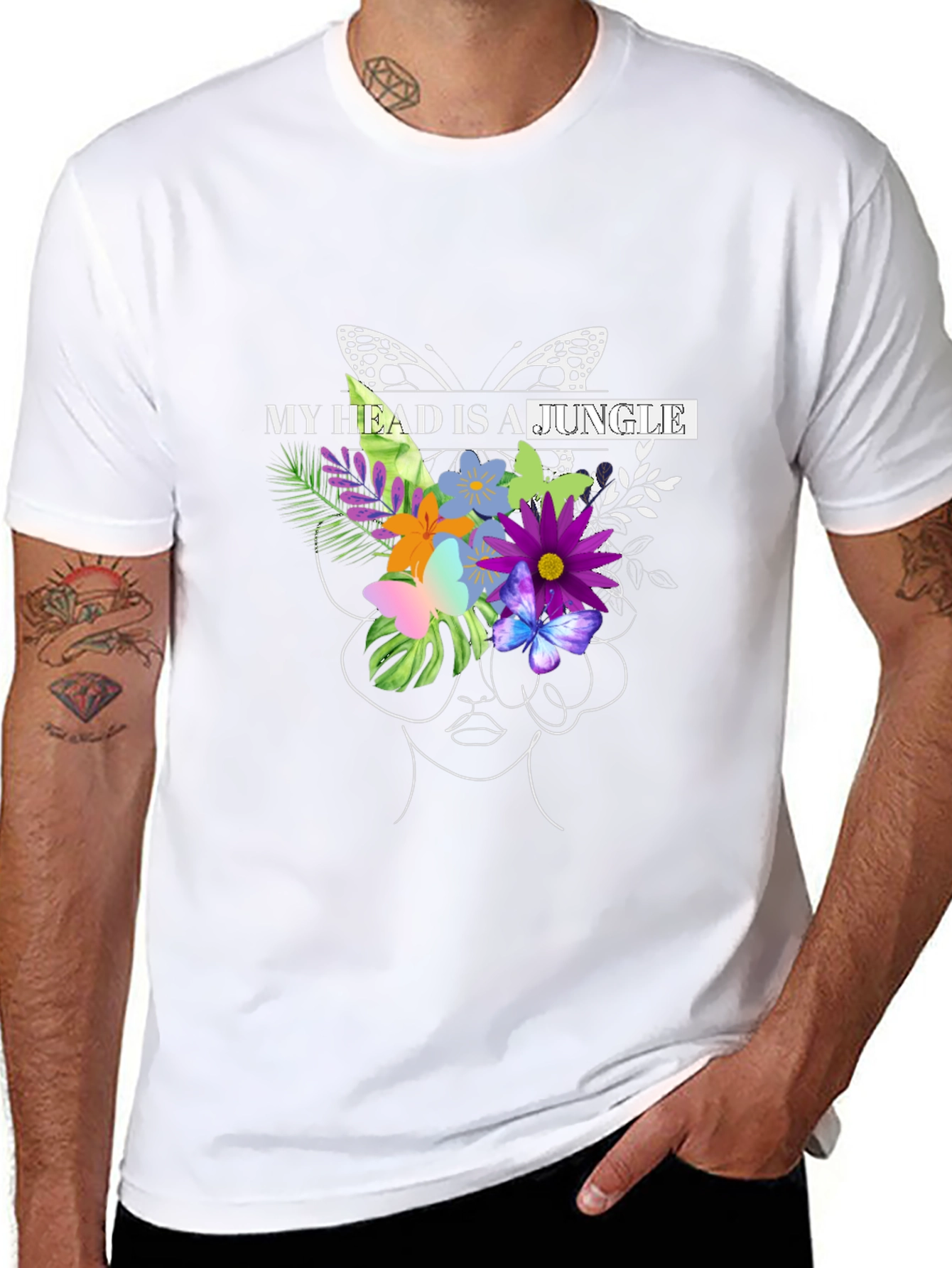 Jungle Mind T-Shirt - Floral Butterfly Graphic Tee