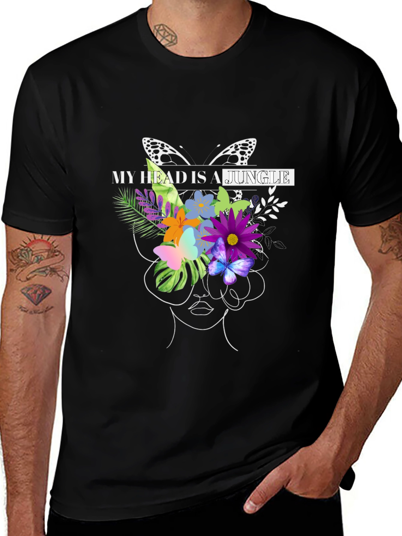 Jungle Mind T-Shirt - Floral Butterfly Graphic Tee