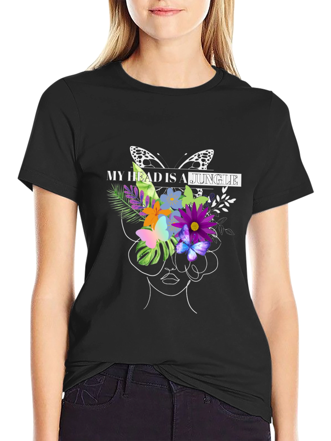 Jungle Mind T-Shirt - Floral Butterfly Graphic Tee