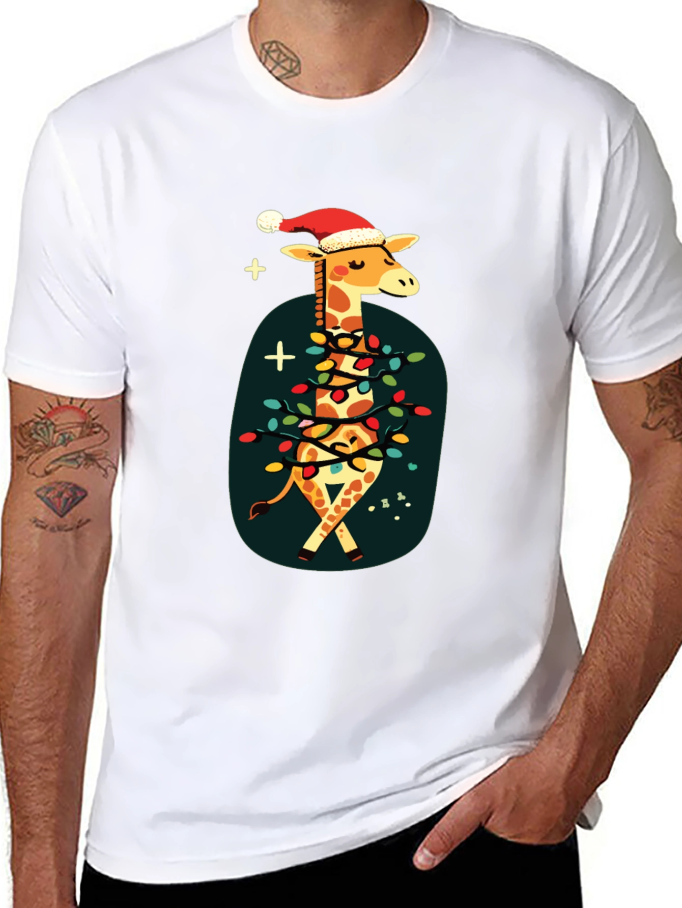 Festive Giraffe Christmas T-Shirt