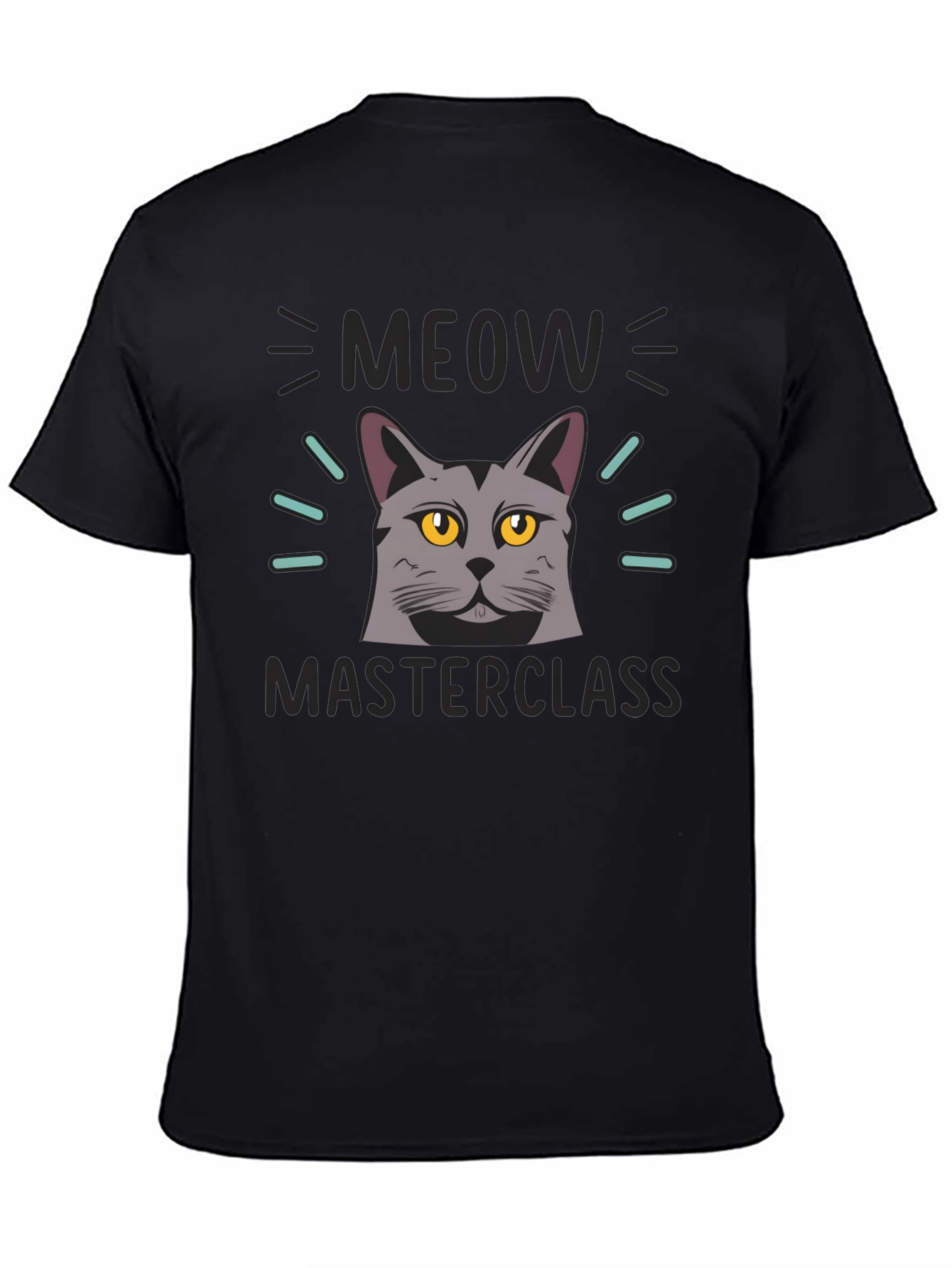 Meow Masterclass Cat Graphic Black T-Shirt