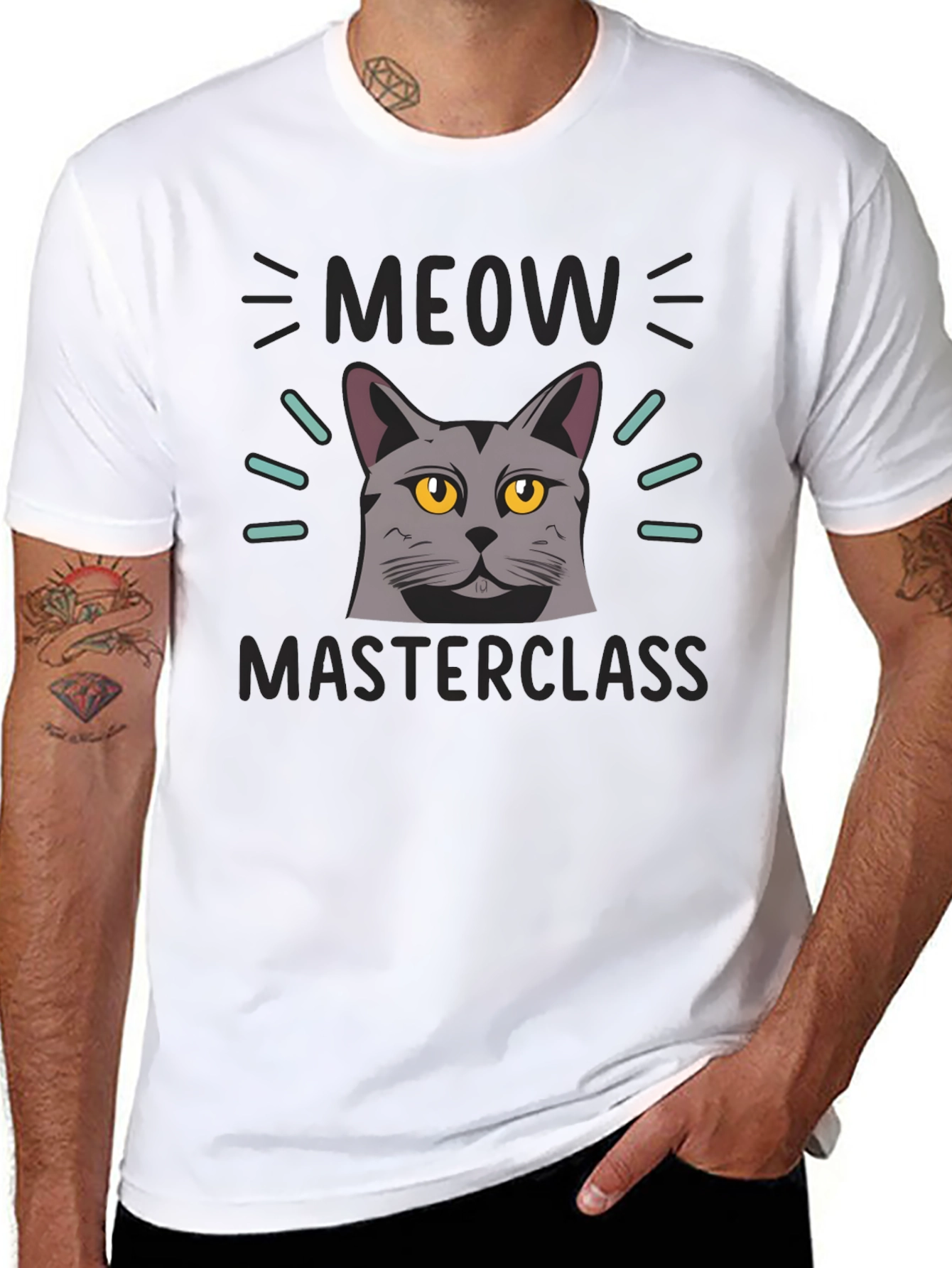 Meow Masterclass Cat Graphic Black T-Shirt