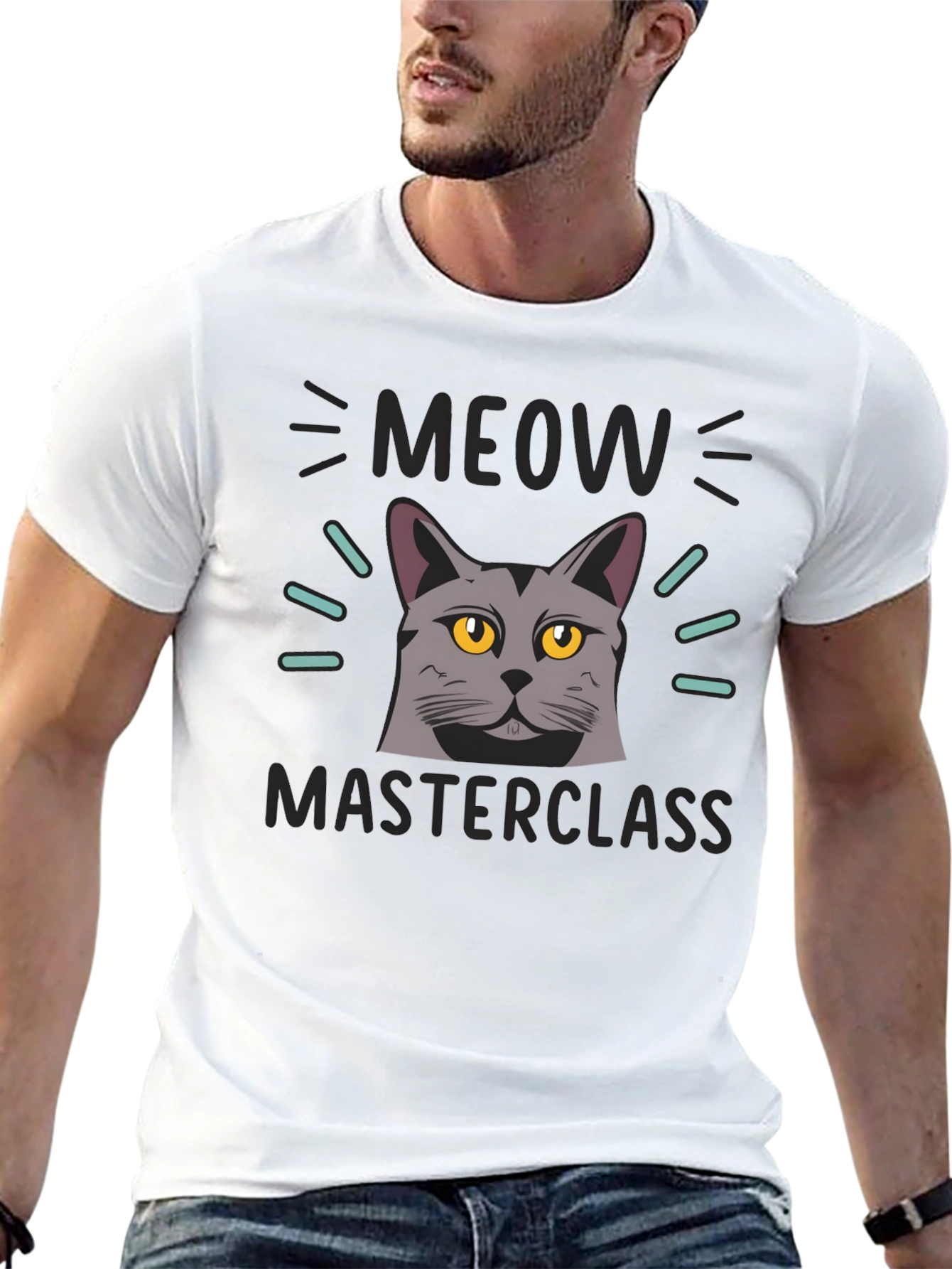 Meow Masterclass Cat Graphic Black T-Shirt