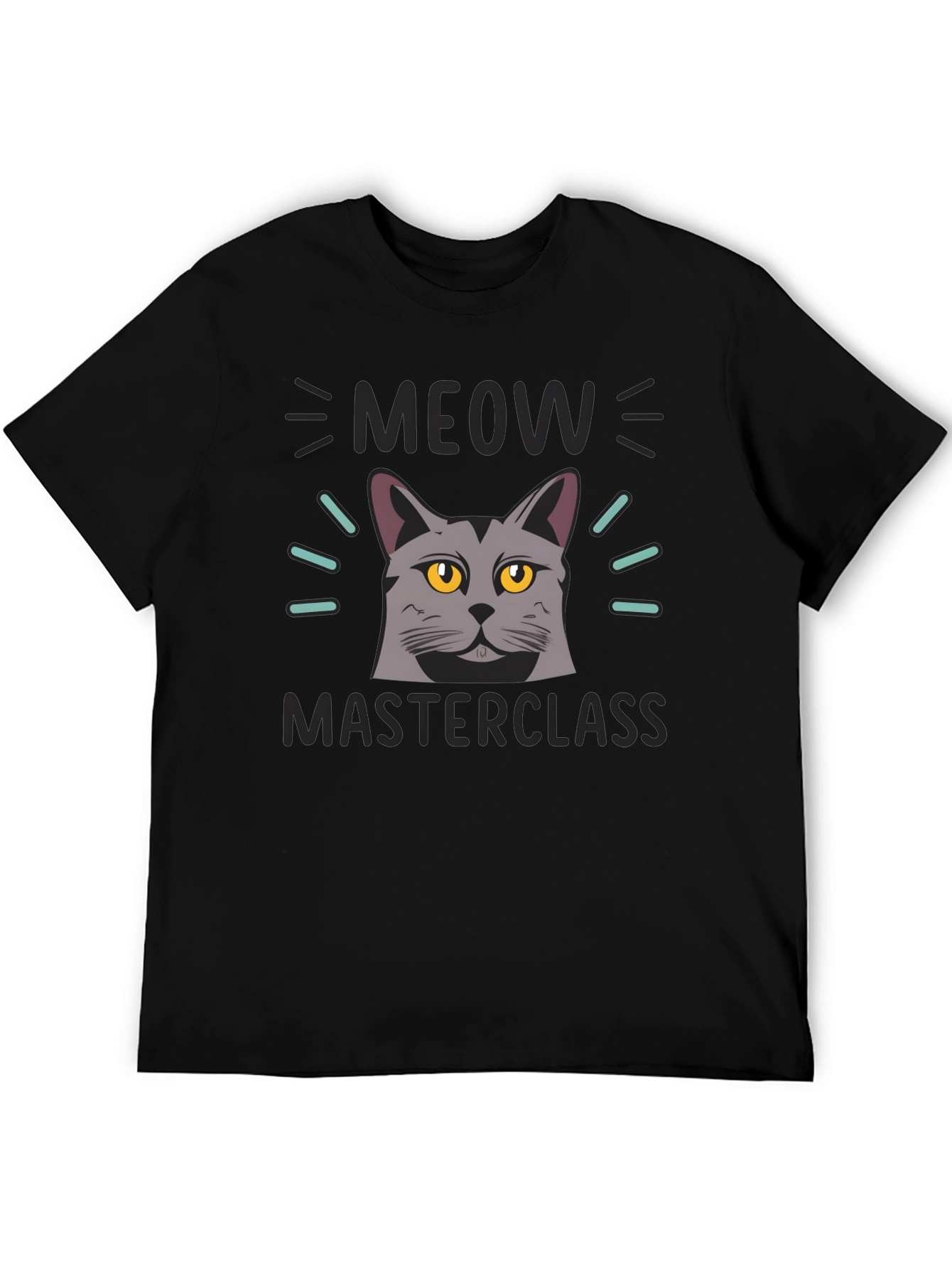 Meow Masterclass Cat Graphic Black T-Shirt