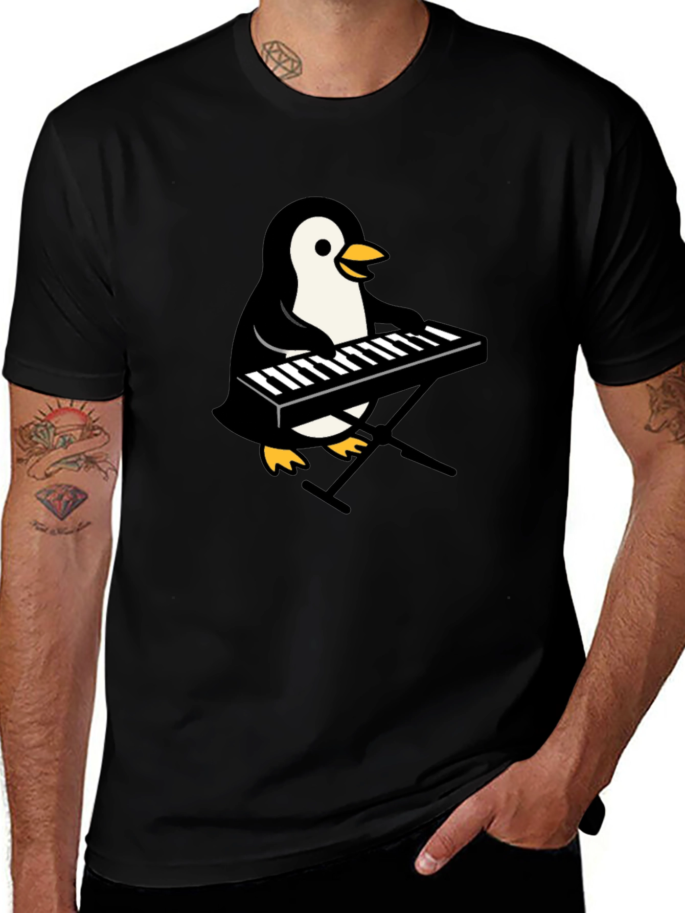Penguin Musician T-Shirt - Cool Graphic Tee