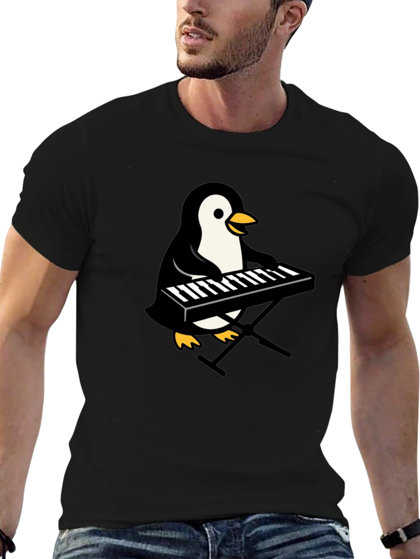 Penguin Musician T-Shirt - Cool Graphic Tee