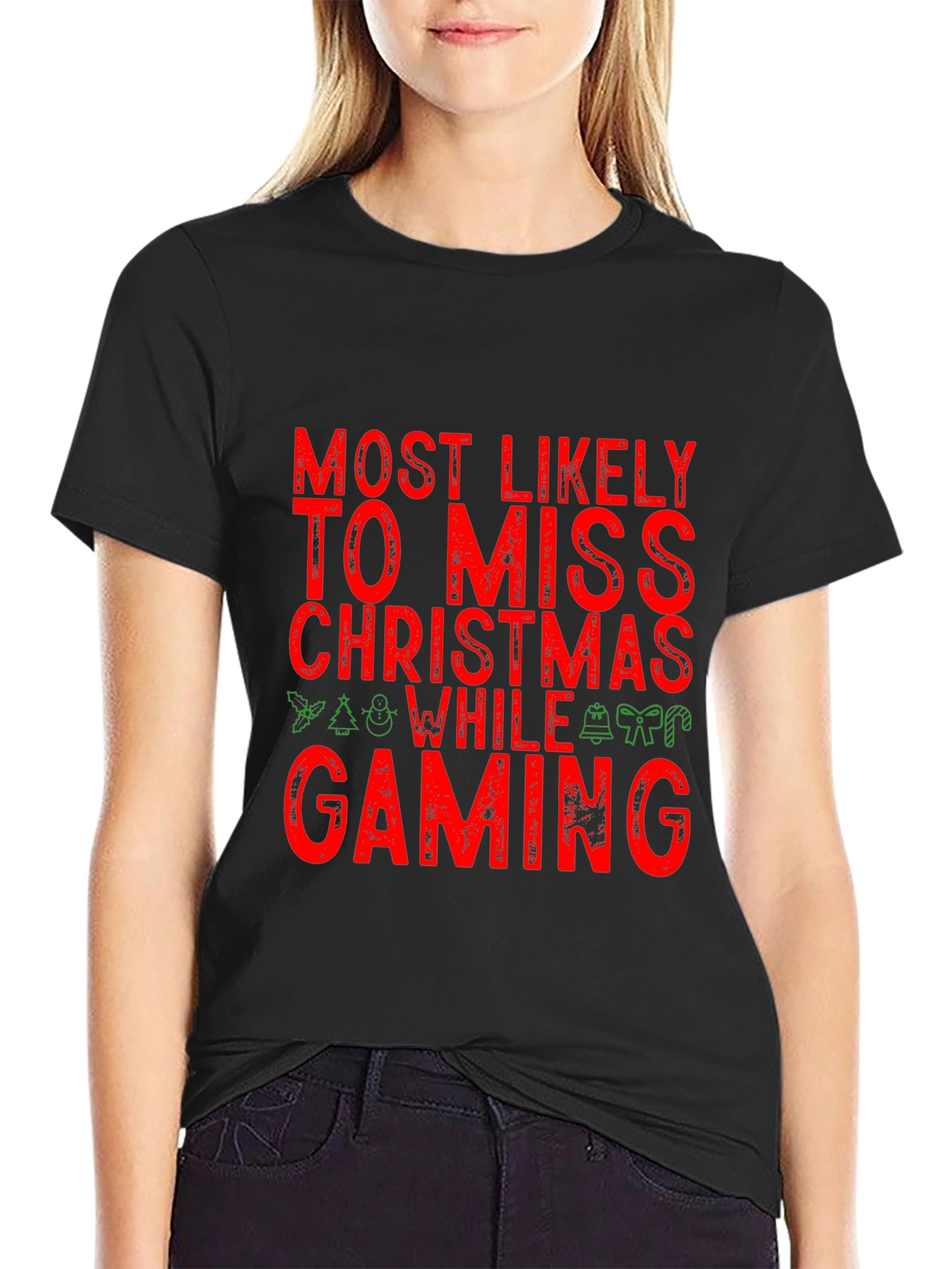 Gamer Christmas T-Shirt - Miss Christmas While Gaming