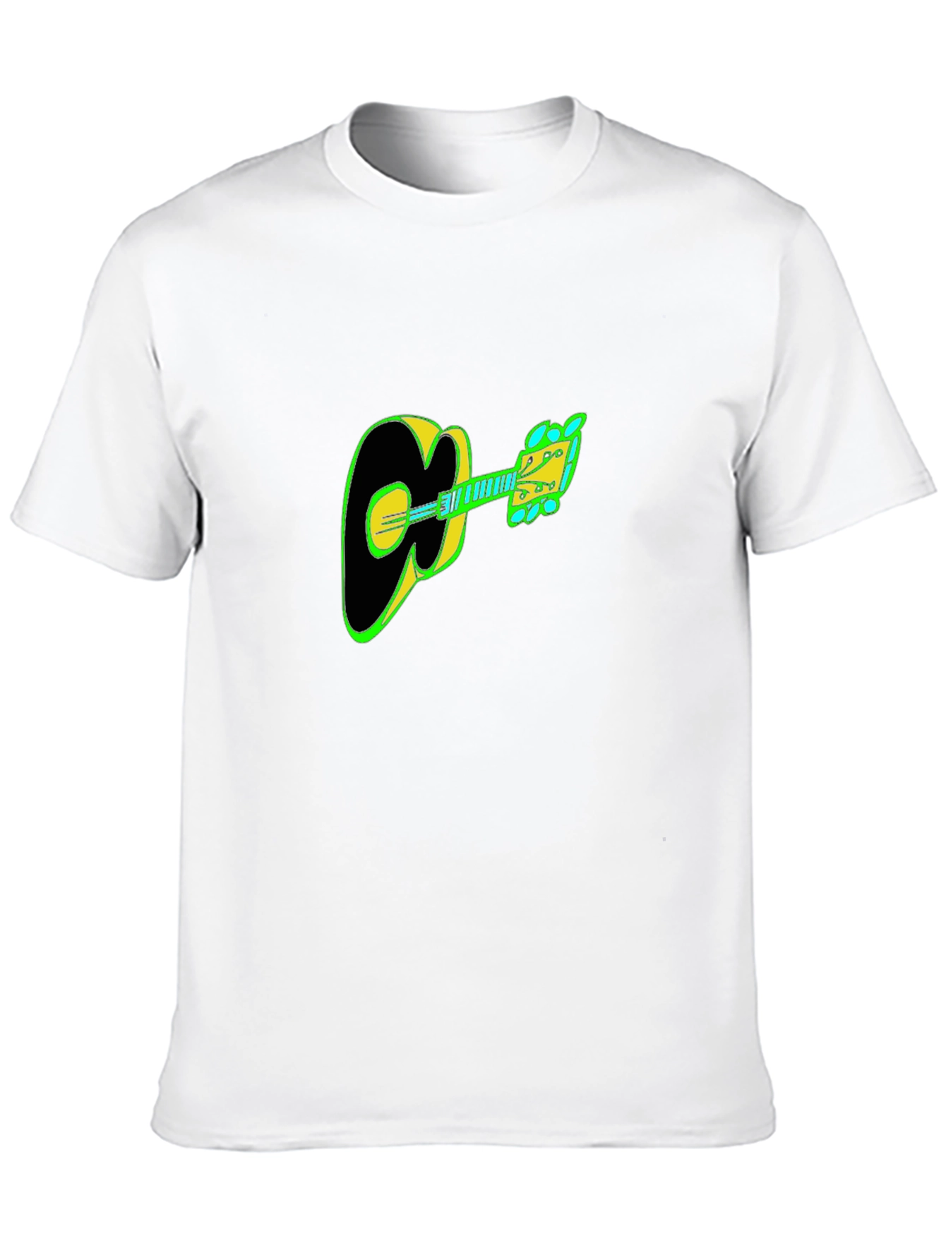 Guitar Graphic Tee - Black Cotton Casual T-Shirt