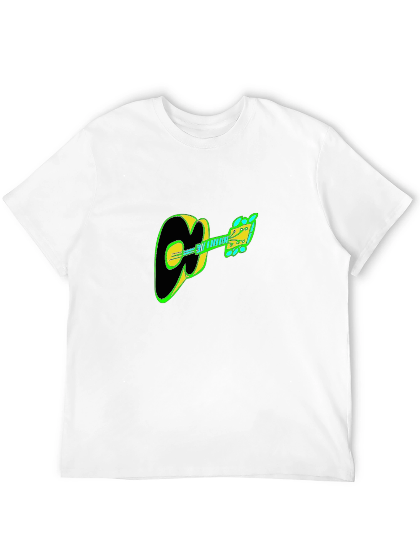 Guitar Graphic Tee - Black Cotton Casual T-Shirt