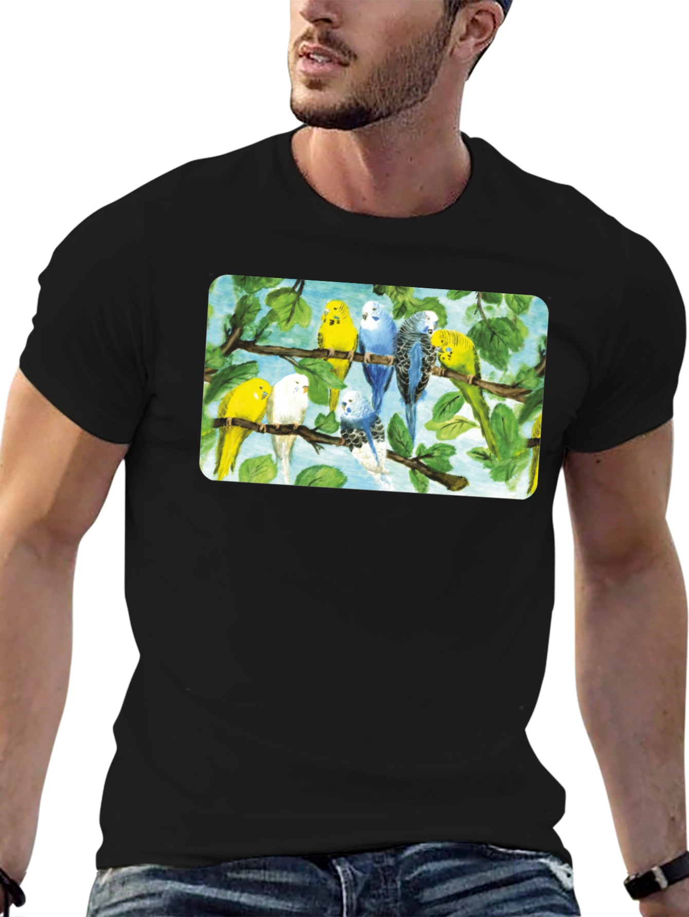 Parakeets on Branches Graphic T-Shirt