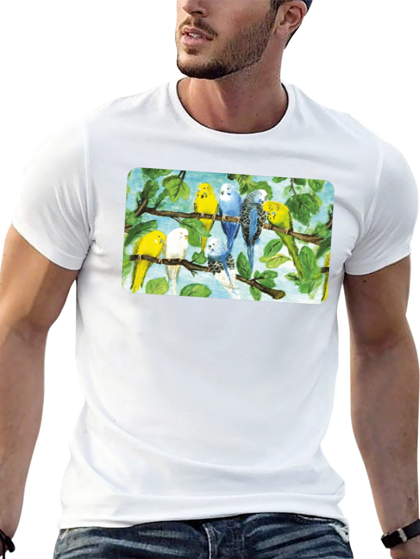 Parakeets on Branches Graphic T-Shirt