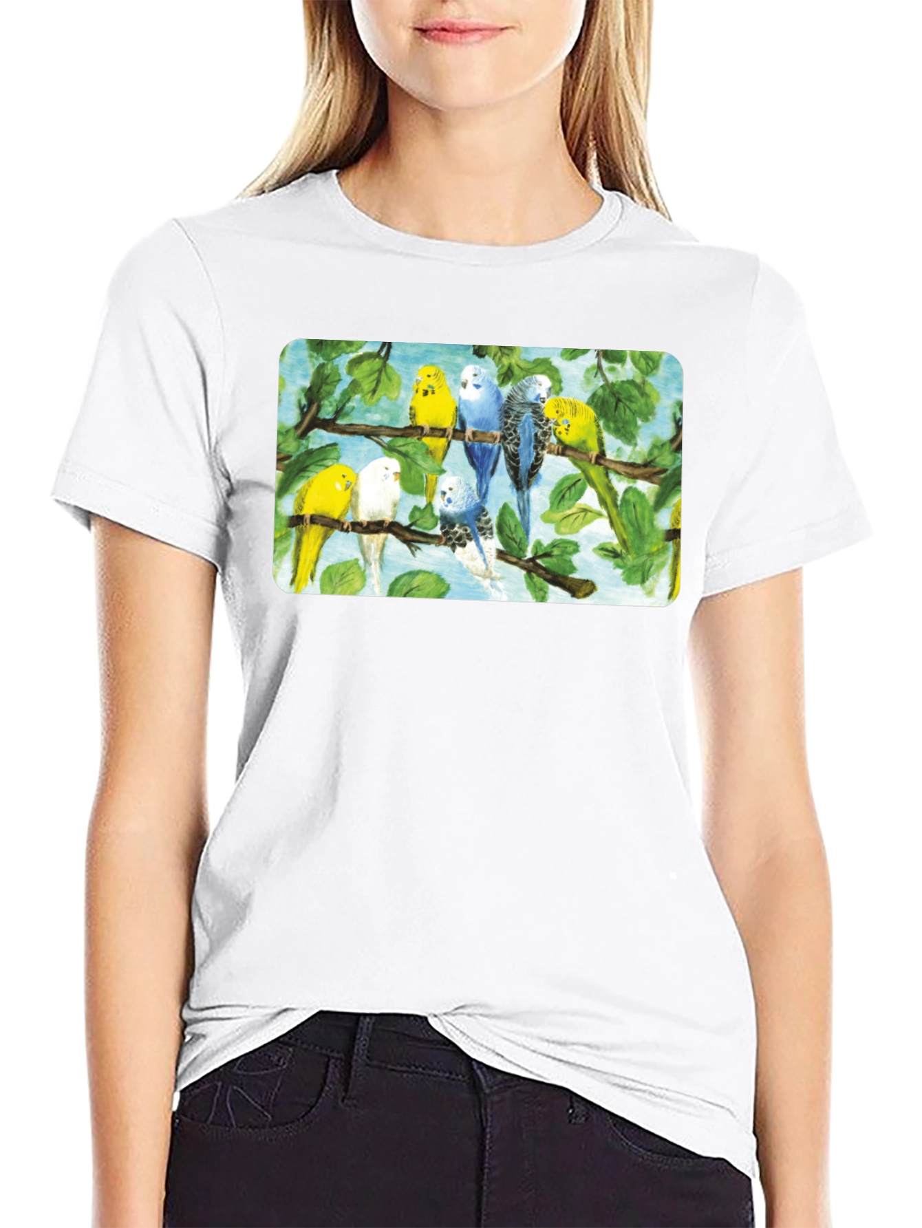 Parakeets on Branches Graphic T-Shirt