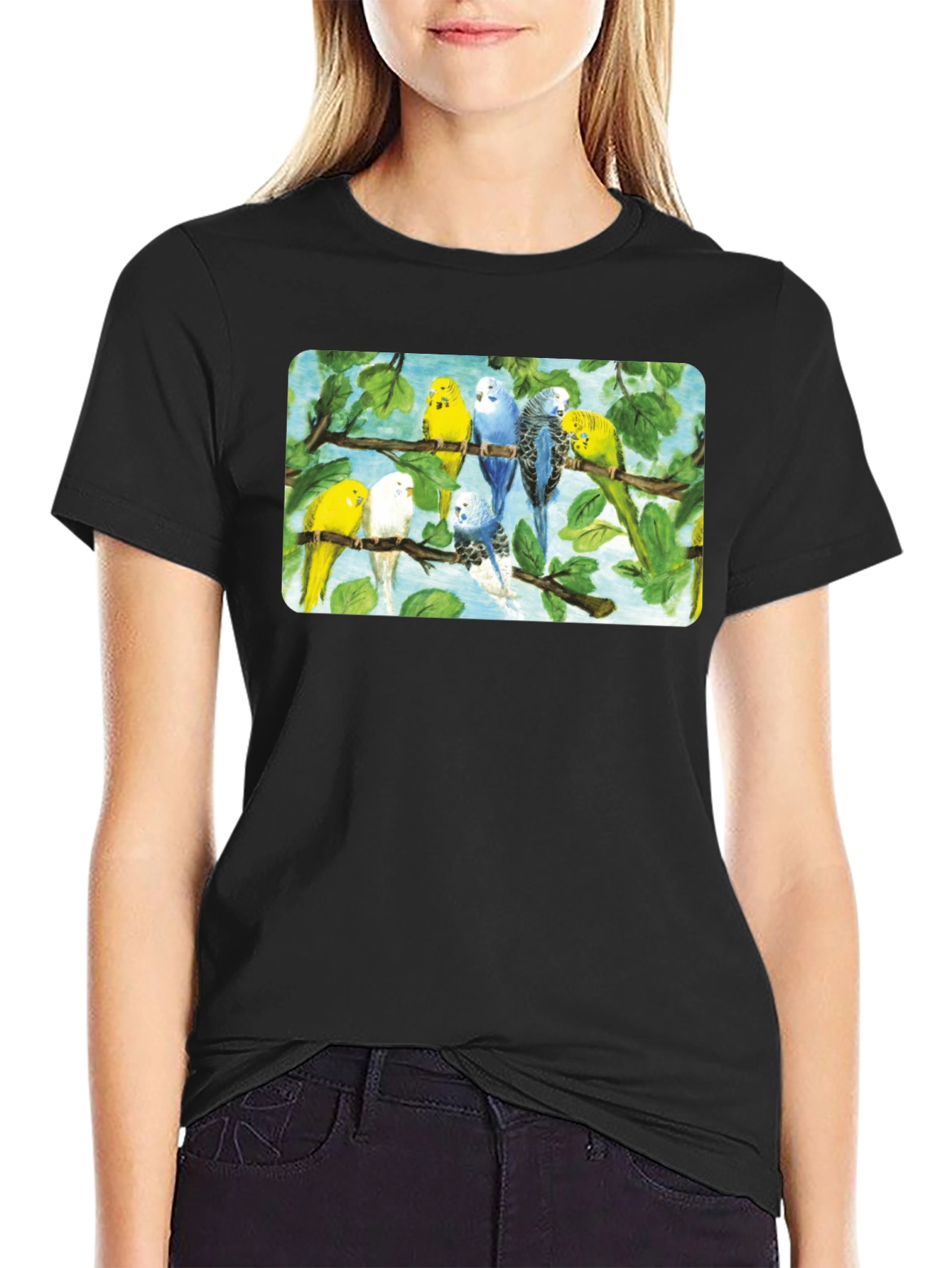 Parakeets on Branches Graphic T-Shirt