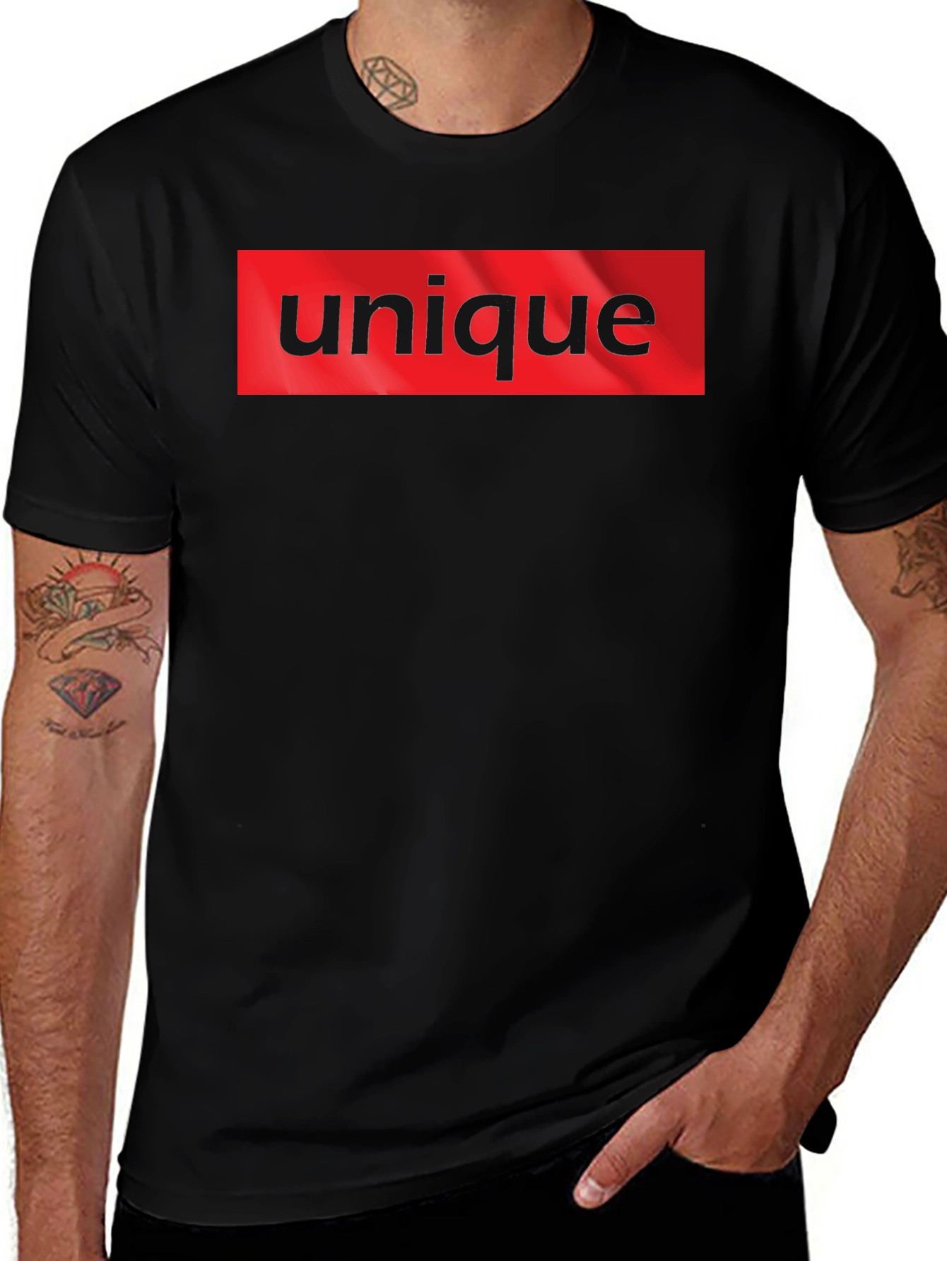 Unique T-Shirt: Bold Red Box Logo