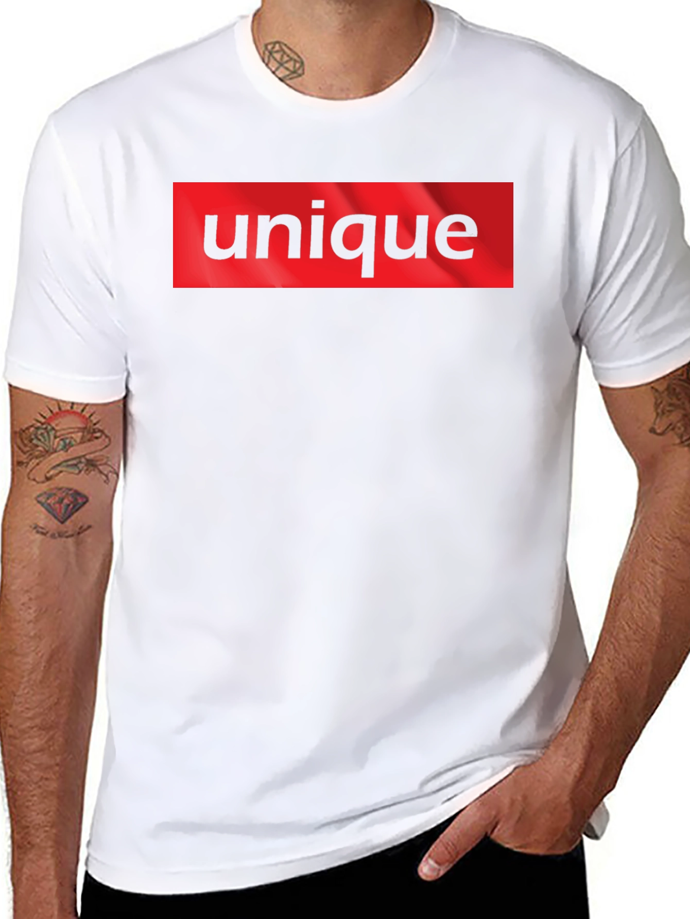 Unique T-Shirt: Bold Red Box Logo