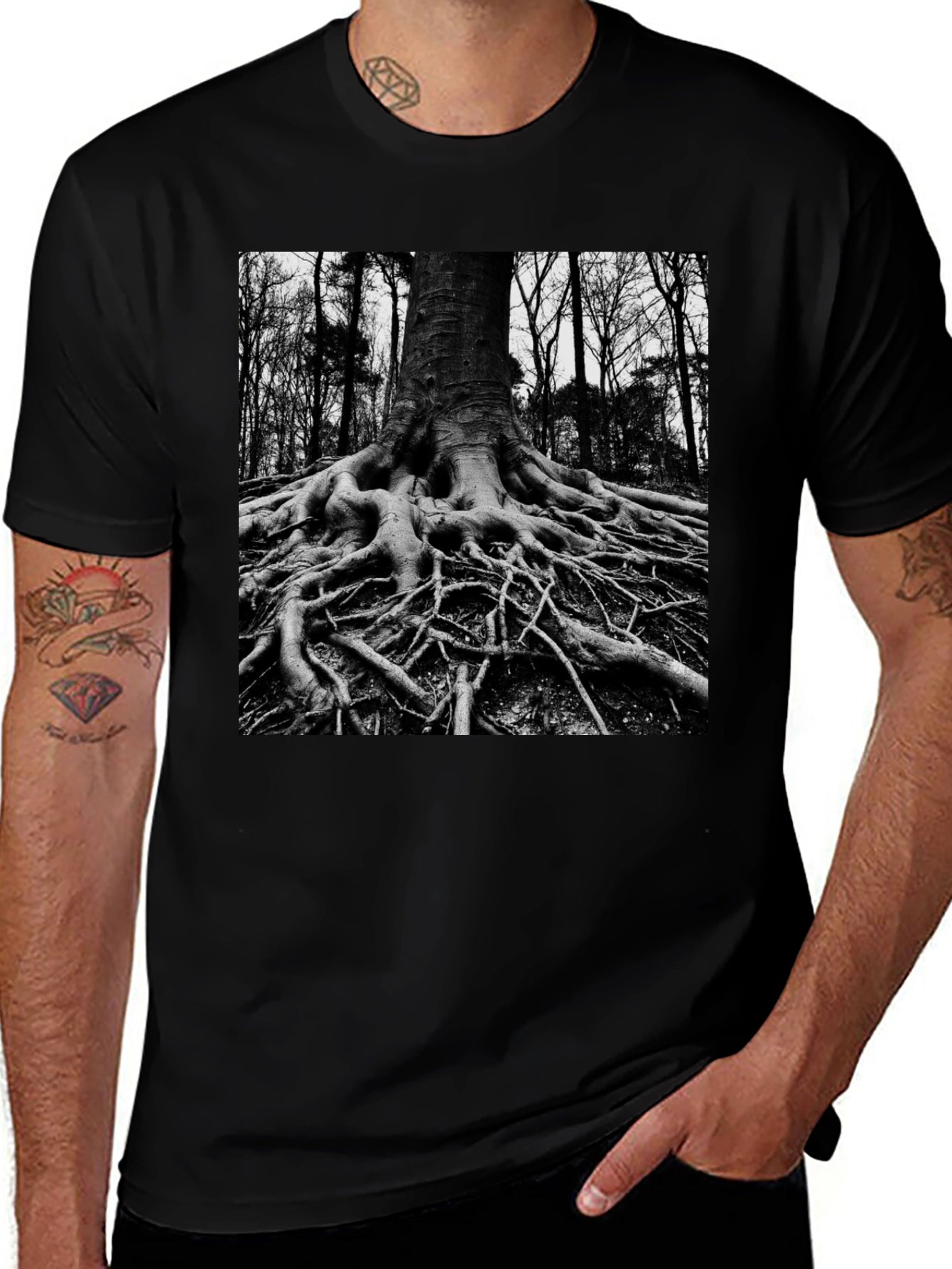 Black Tree Roots Graphic Tee