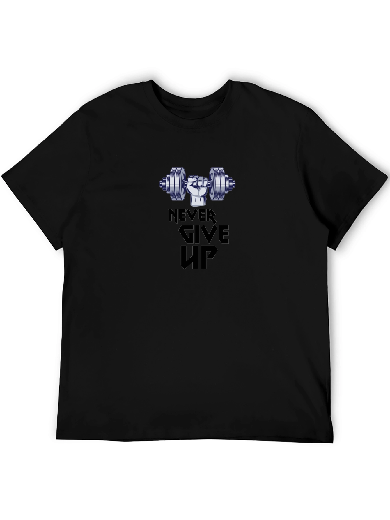 Never Give Up Workout T-Shirt - Black
