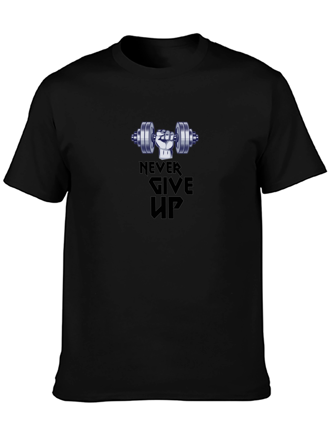 Never Give Up Workout T-Shirt - Black