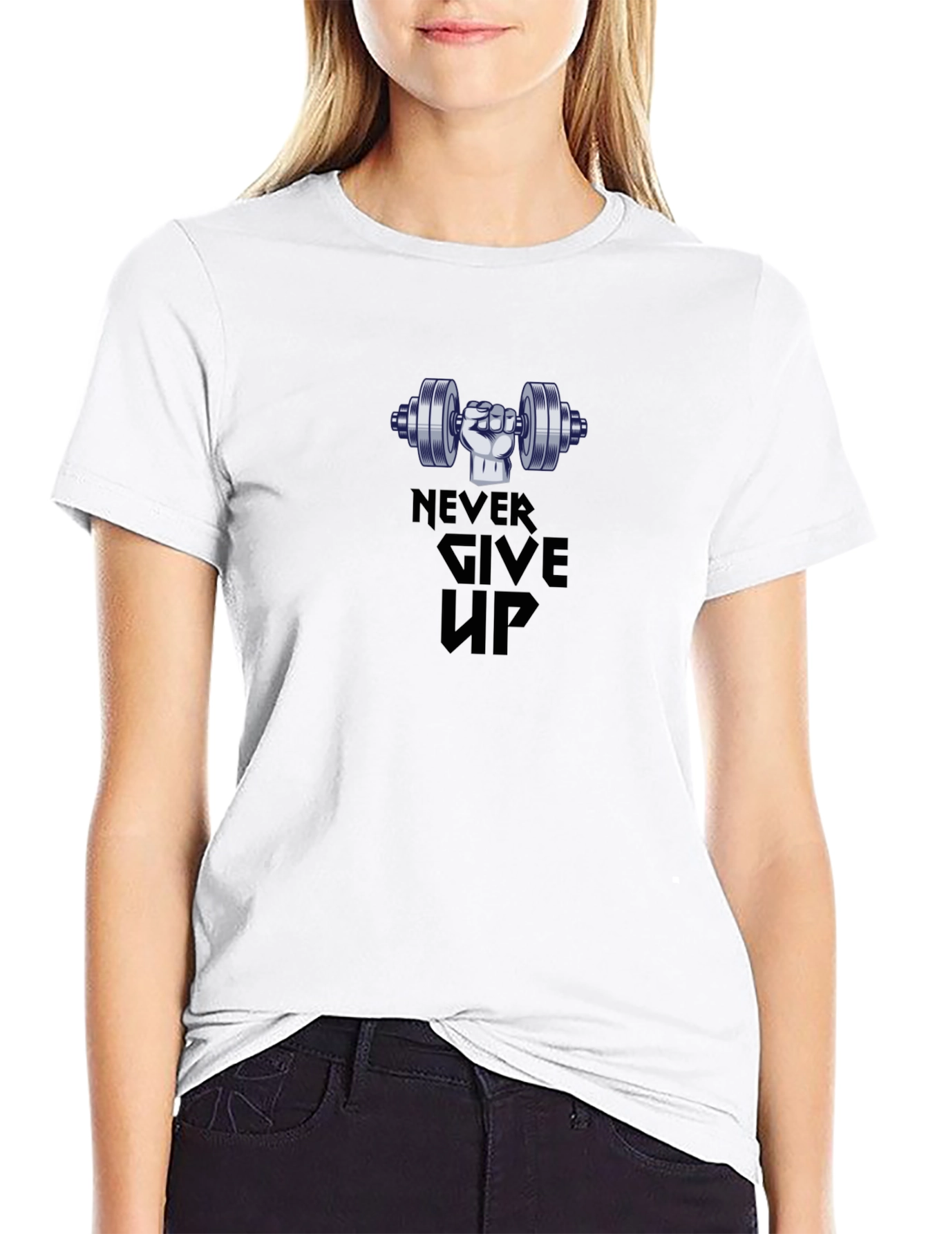 Never Give Up Workout T-Shirt - Black