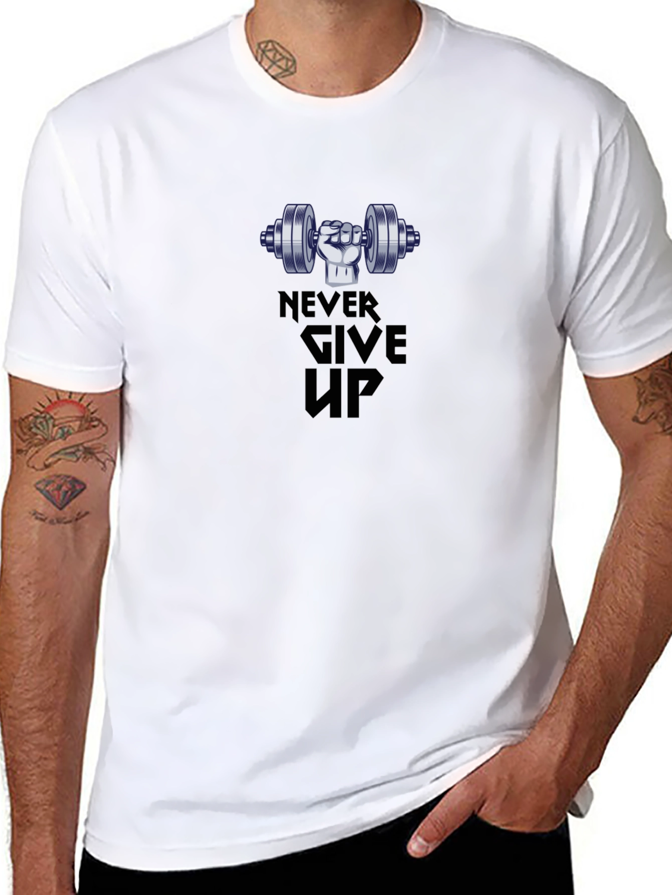 Never Give Up Workout T-Shirt - Black