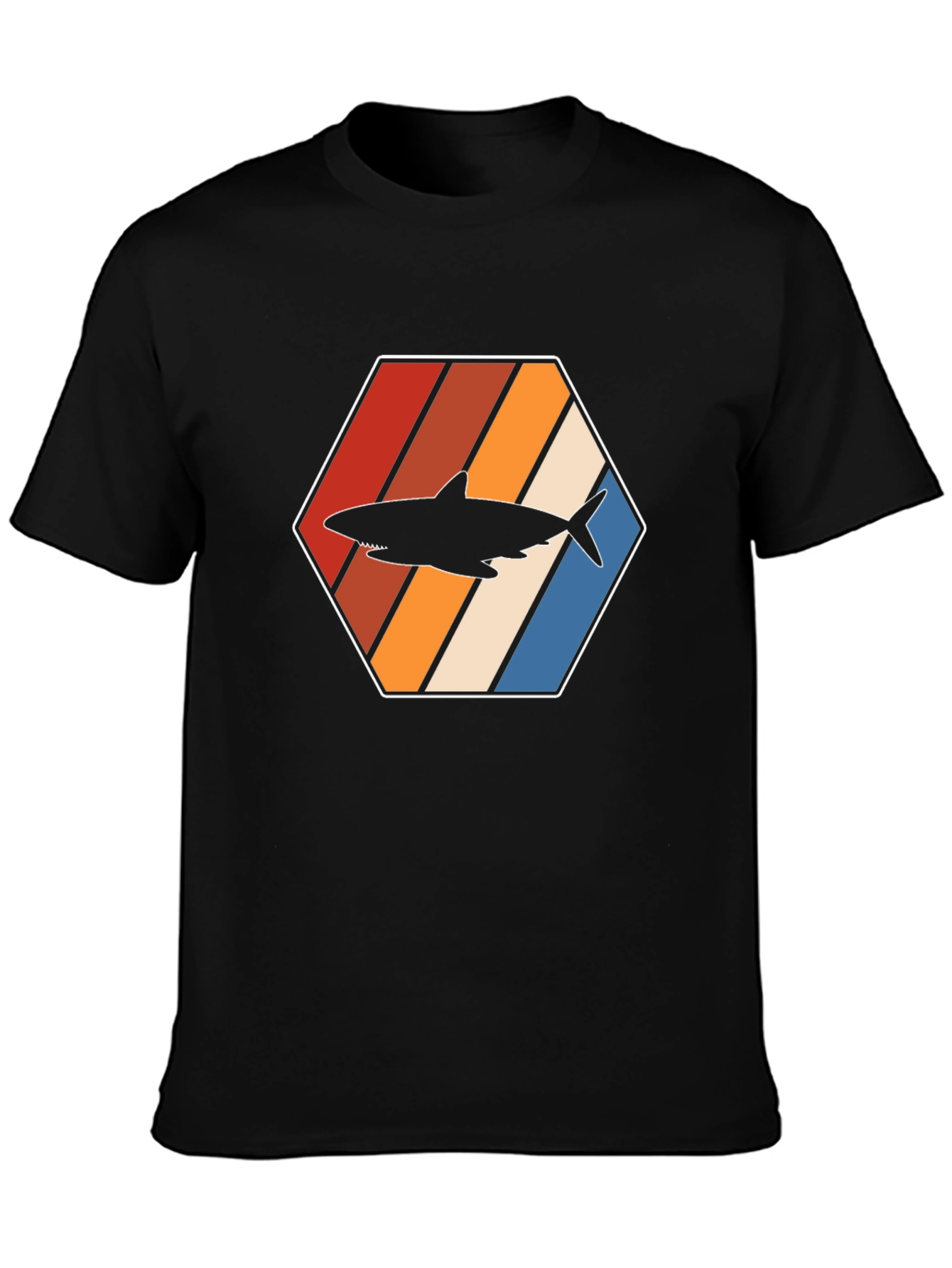 Retro Shark Graphic Tee - Black