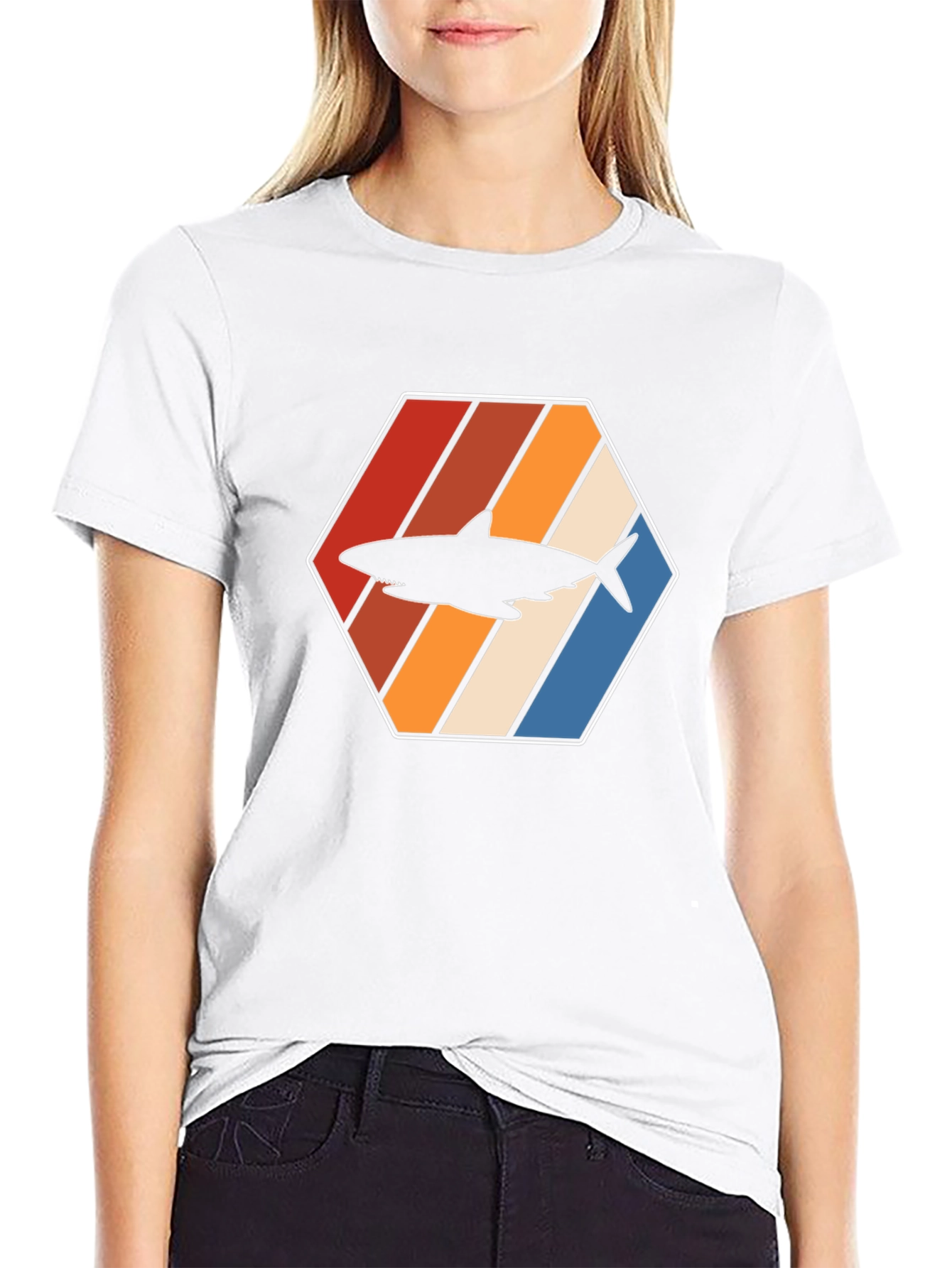 Retro Shark Graphic Tee - Black